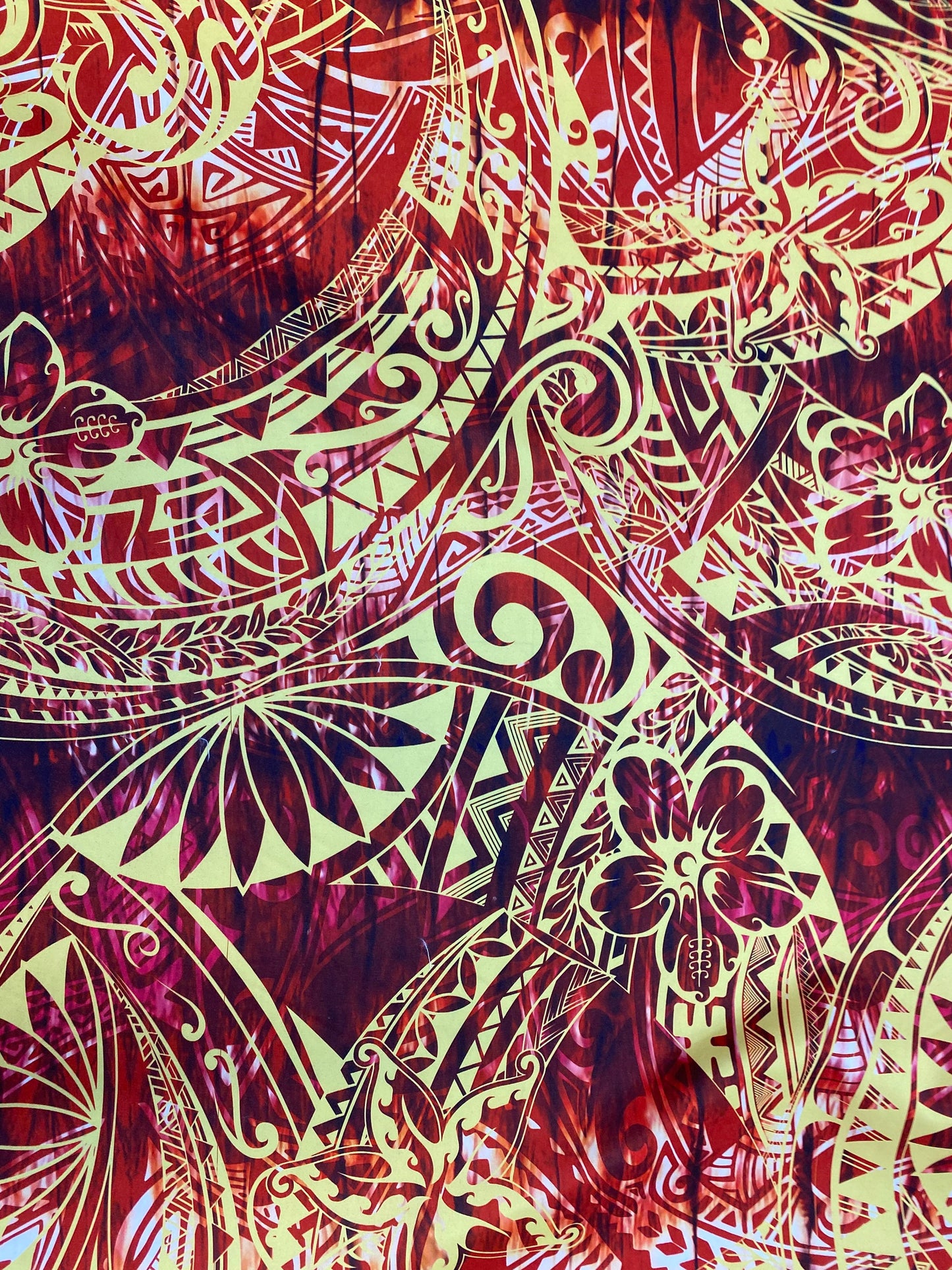 New Tropical Floral and Tribal Polynesian Fabric - Peach Skin Fabric- by the Yard 58" Wide - New Design - Island Hawaiian Fabric | Gtex Fabrics