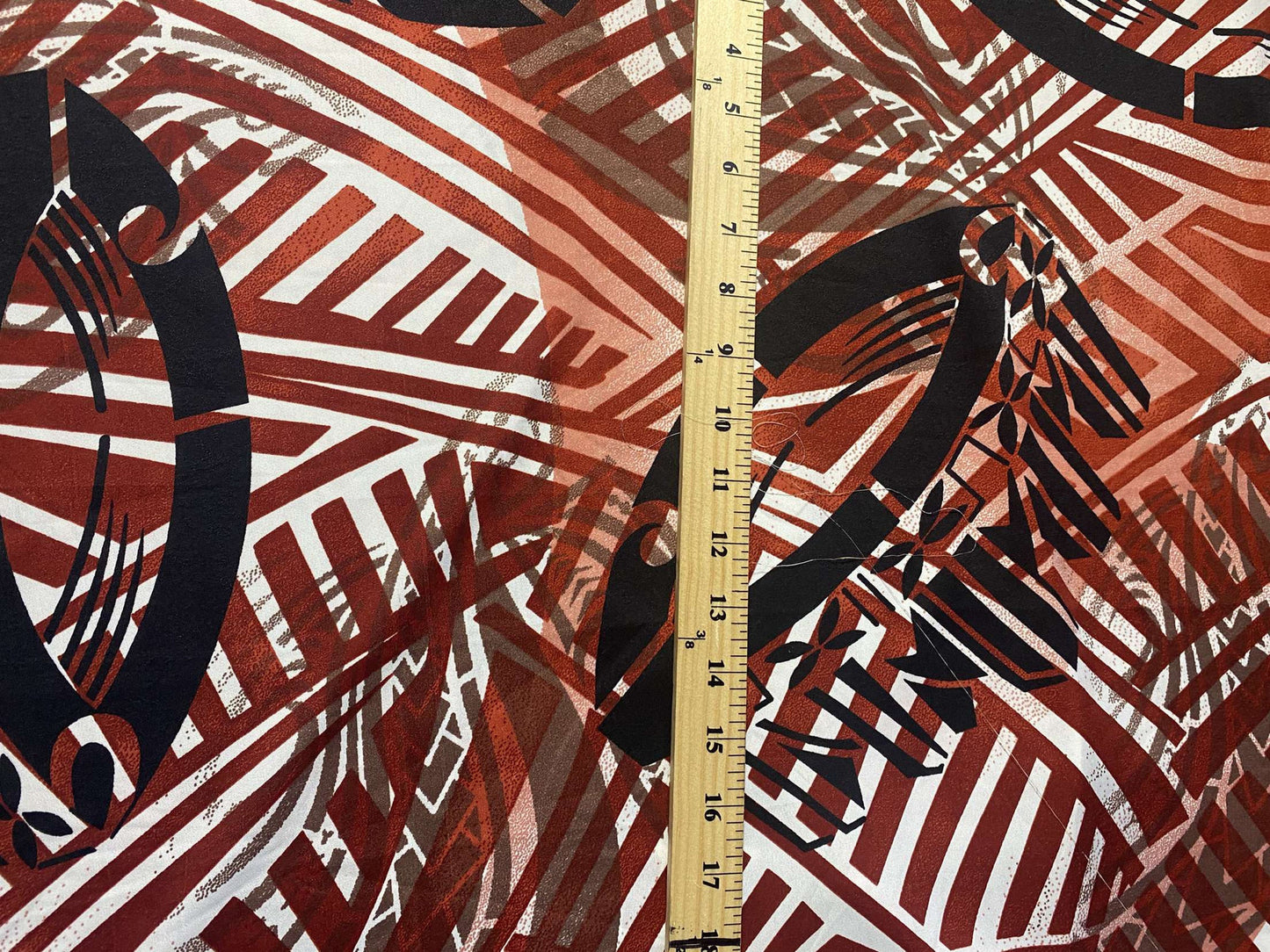 Island Tropical Tribal Polynesian Print Peach Skin Fabric 45" Sold By The Yard or Choose Length | Gtex Fabrics