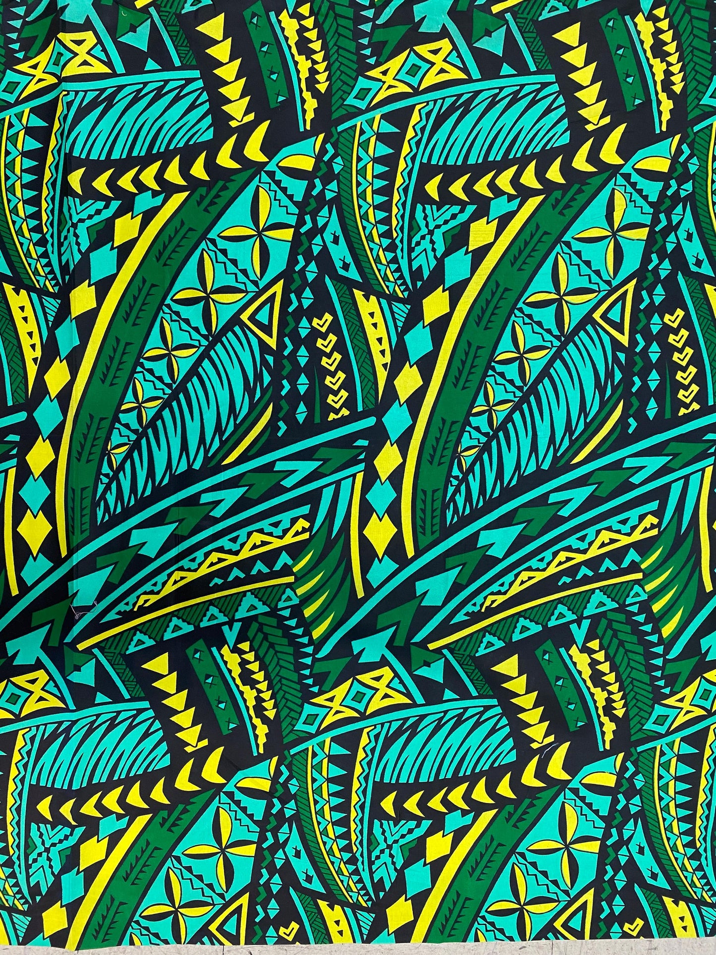 Polynesian Elegance: 36" Polyester Fabric with Poly Cotton Feel– Tribal and Floral Fusion Tapa Block Print- Made In Thailand - By Roll | Gtex Fabrics