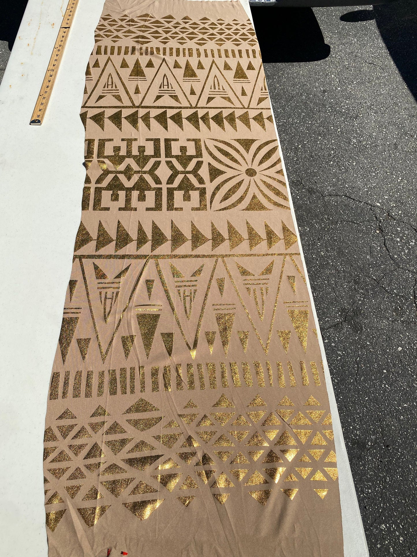 GTEX Collection- Exquisite Traditional Polynesian Tattoo Tapa Design | Foil Fabric - Stretch Scuba Fabric - 63" High-Quality Shimmer Design | Gtex Fabrics