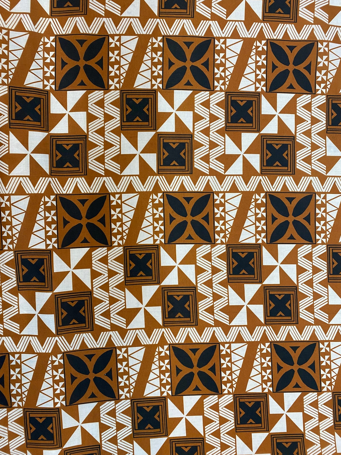 GTEX Collection - Polynesian Fabric - Fiji Tapa Block Print Fabric - Sold by the Yard - Poly Cotton Poplin 58" Wide - Soft & Breathable | Gtex Fabrics