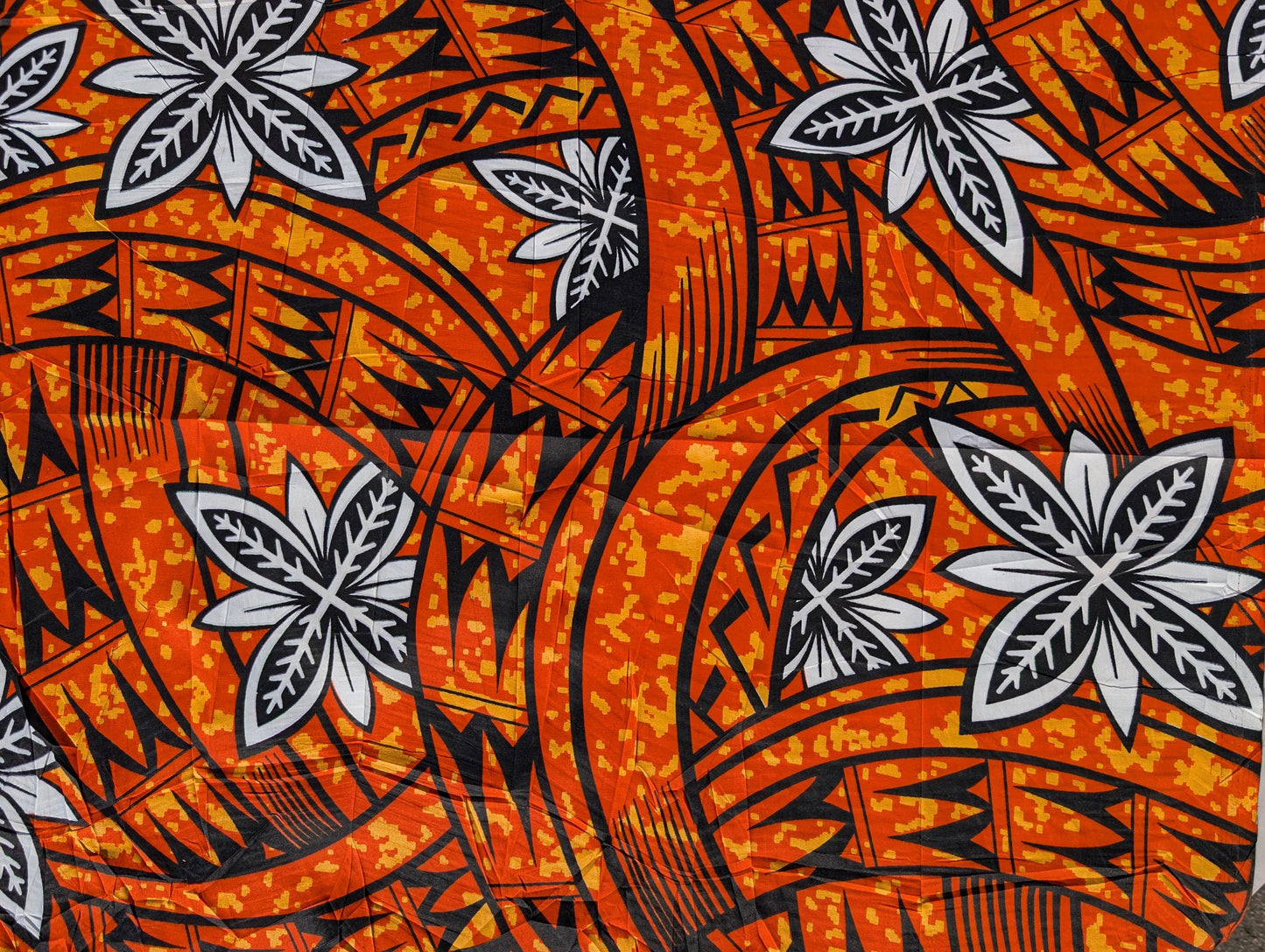 Polynesian Elegance: 36" Polyester Fabric with Poly Cotton Feel– Tribal and Floral Fusion Tapa Block Print- Made In Thailand - Low Price | Gtex Fabrics