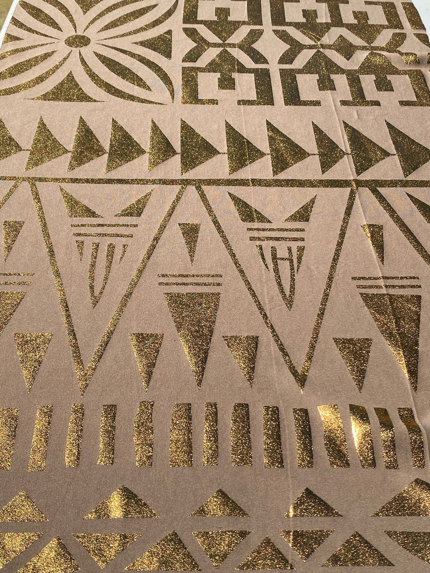 GTEX Collection- Exquisite Traditional Polynesian Tattoo Tapa Design | Foil Fabric - Stretch Scuba Fabric - 63" High-Quality Shimmer Design | Gtex Fabrics
