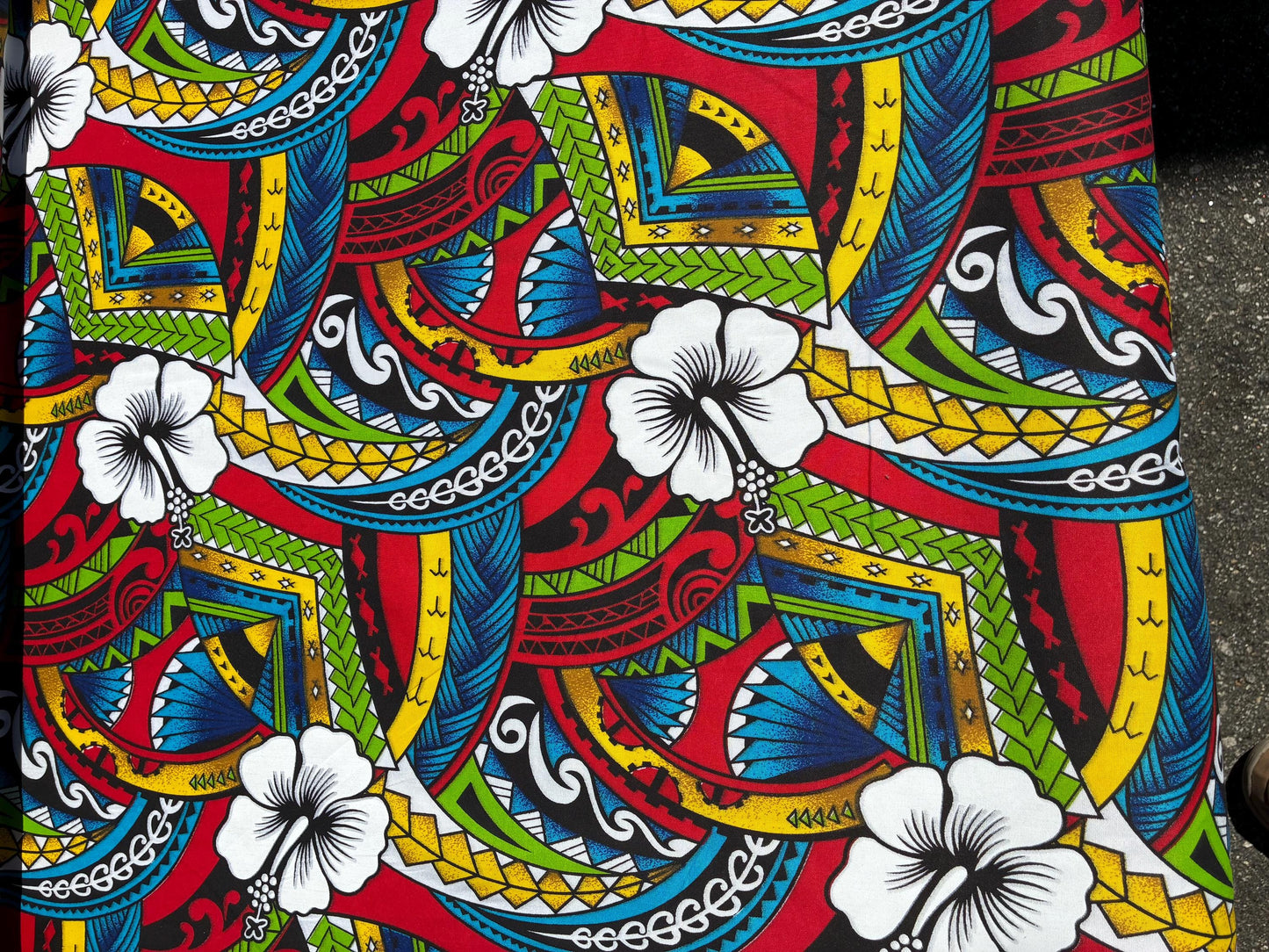 Polynesian Tribal Hibiscus Fusion – 45” Wide | Lightweight Soft Poly Cotton Feel | Sold by Yard or Roll | Island Design | Wholesale | Gtex Fabrics
