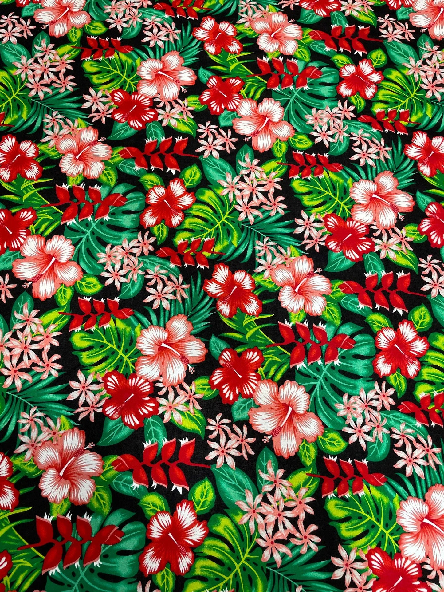 GTEX Collection A200- Polynesian Floral Fabric - Plumeria Hawaiian Flowers All over Fabric Design - Sold by the Yard - Rayon Fabric 45" | Gtex Fabrics