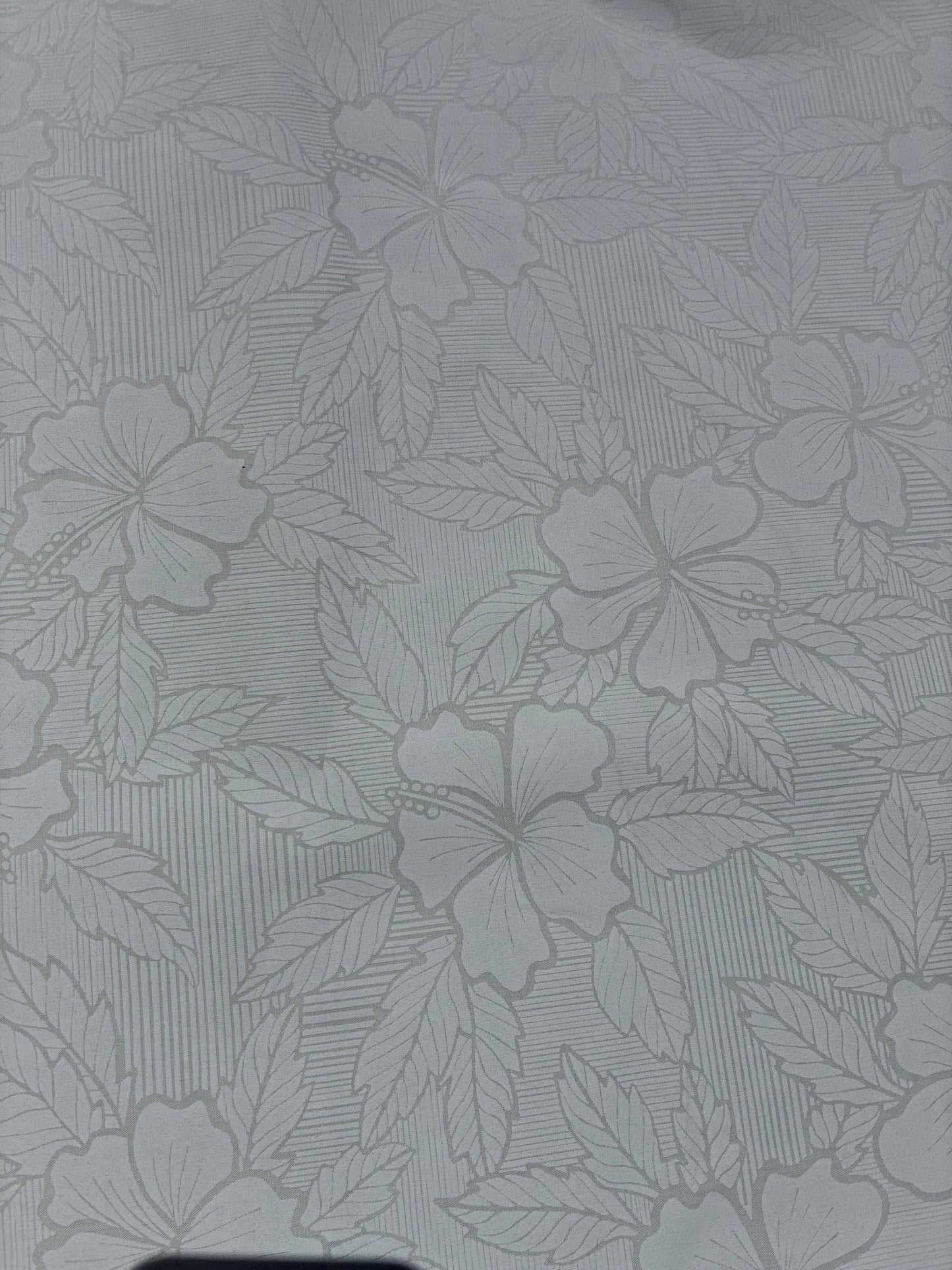 Hibiscus & Leaf Fabric – White on White Poly Cotton Blend Fabric, 44” Wide Tropical Island Print by the Yard