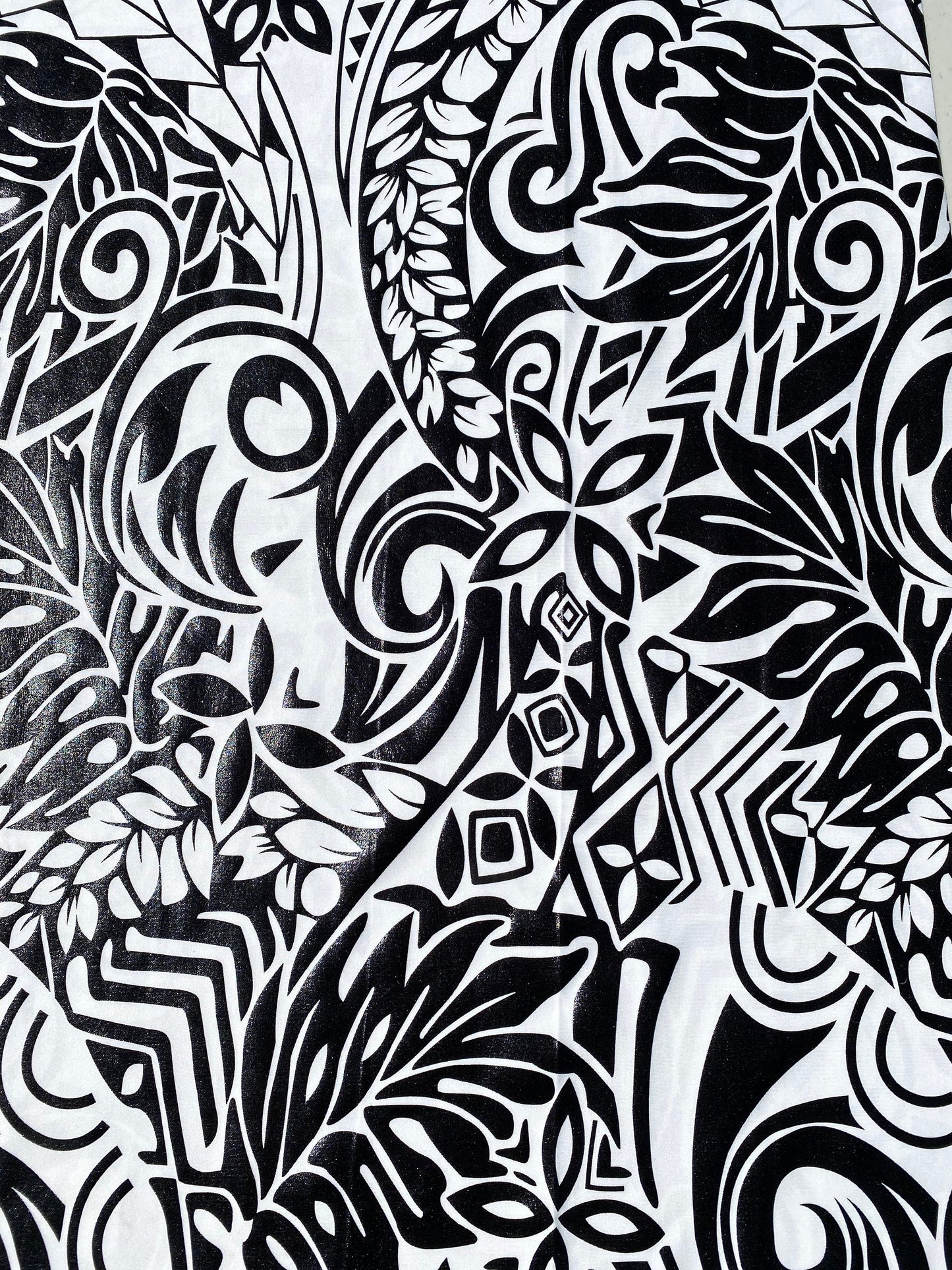 GTEX Collection- Exquisite Traditional Polynesian Tattoo Design | Foil Fabric - Stretch Scuba Fabric - 63" High-Quality Shimmer Design | Gtex Fabrics