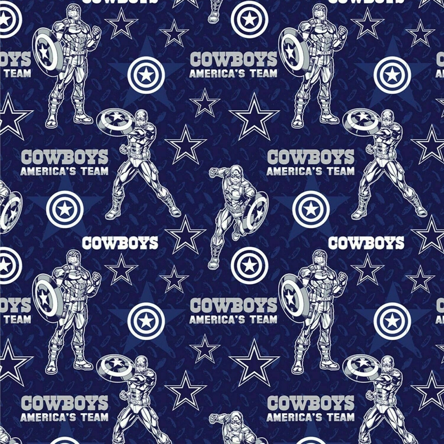 Official NFL Dallas Cowboys Captain America Cotton Craft Fabric 100% Cotton Fabric HD 45" Football Teams | Gtex Fabrics
