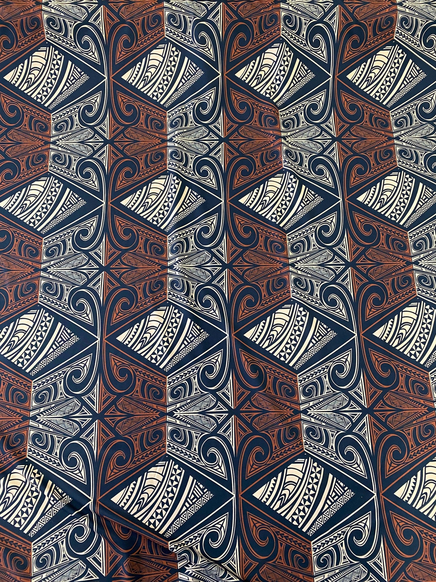 Polynesian Tribal Tattoo Fabric – Brown & Black | Samoan, Tongan, Fijian Islander Print | PeachSkin Material – 58" Wide - Sold By The Yard | Gtex Fabrics