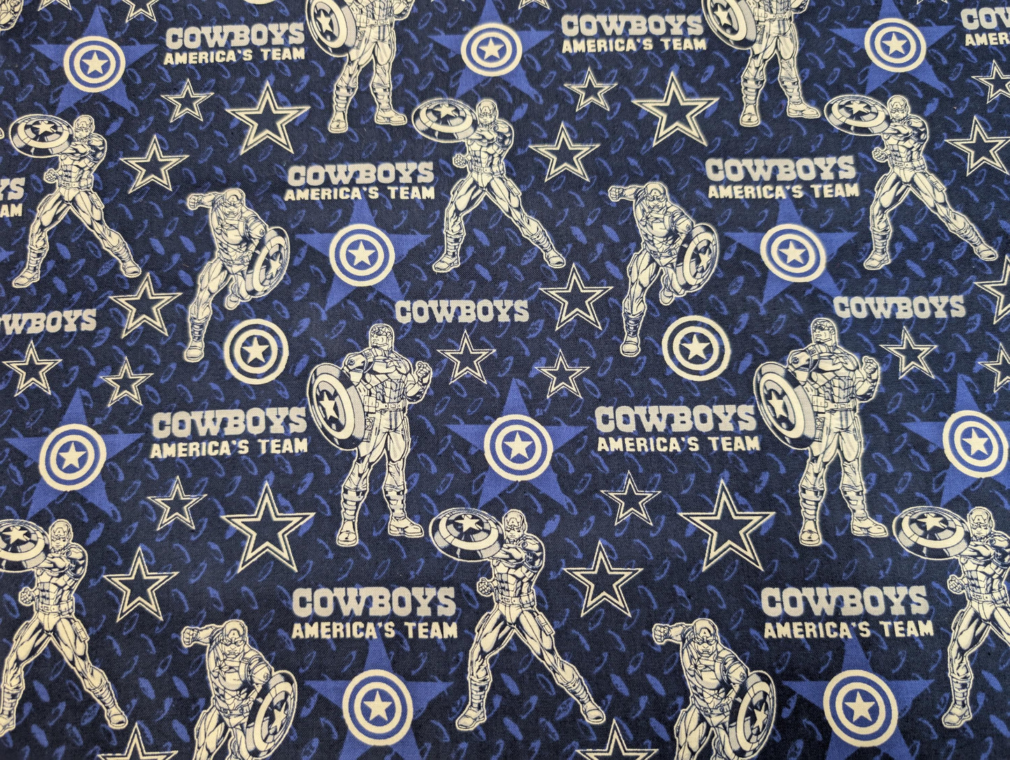 Official NFL Dallas Cowboys Captain America Cotton Craft Fabric 100% Cotton Fabric HD 45" Football Teams | Gtex Fabrics