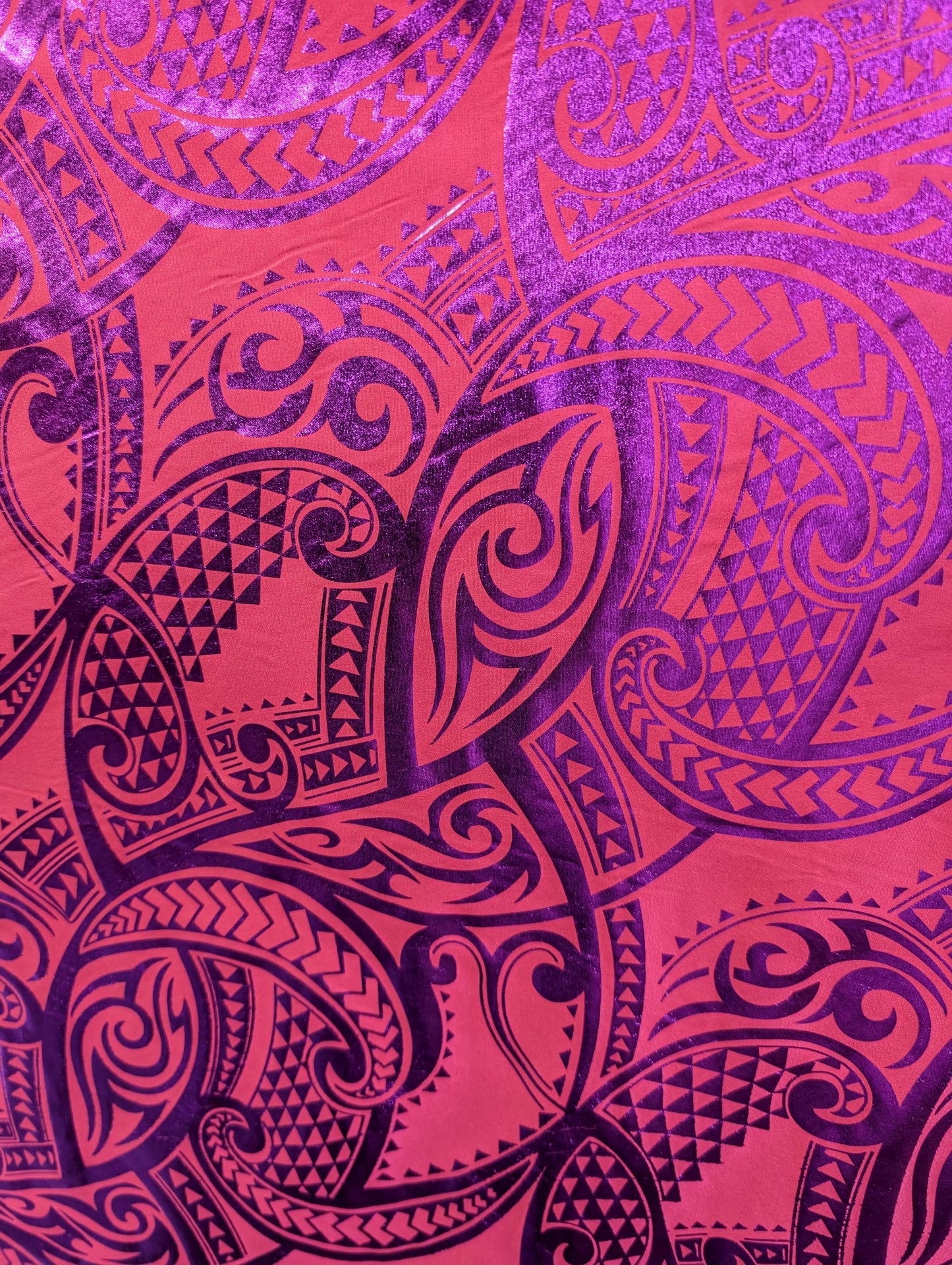 GTEX Collection - Traditional Polynesian Samoan Tongan Hawaiian Tattoo Hologram Foil Fabric | 58" Assorted Color Foil Fabric (Non-Stretch) | Gtex Fabrics