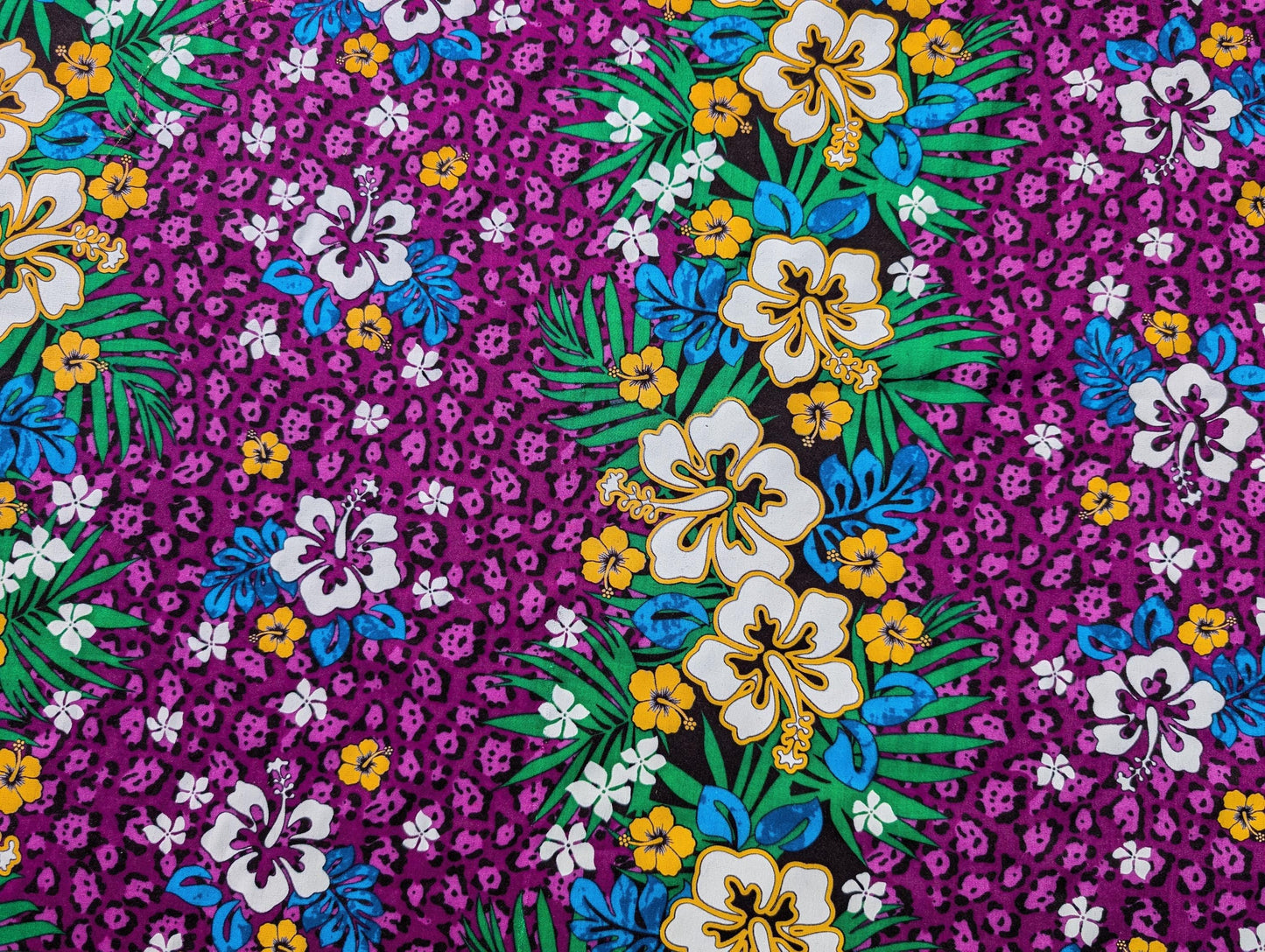 Polynesian Hibiscus Floral Rayon Fabric - 45" Wide, Soft Tropical Design, Sold by the Yard | Gtex Fabrics