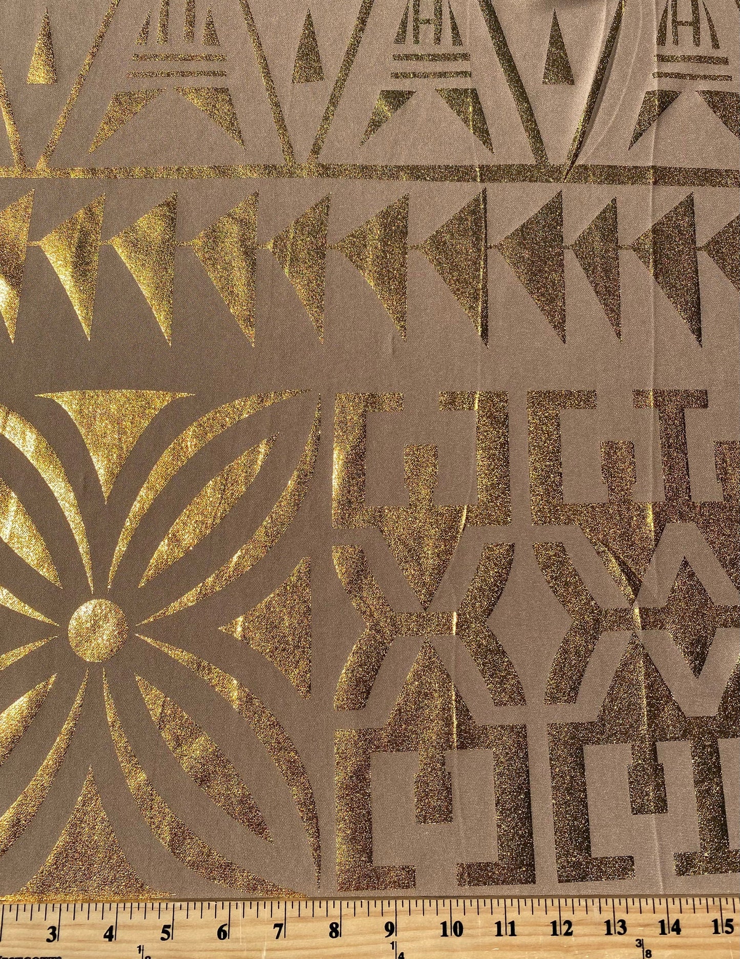 GTEX Collection- Exquisite Traditional Polynesian Tattoo Tapa Design | Foil Fabric - Stretch Scuba Fabric - 63" High-Quality Shimmer Design | Gtex Fabrics