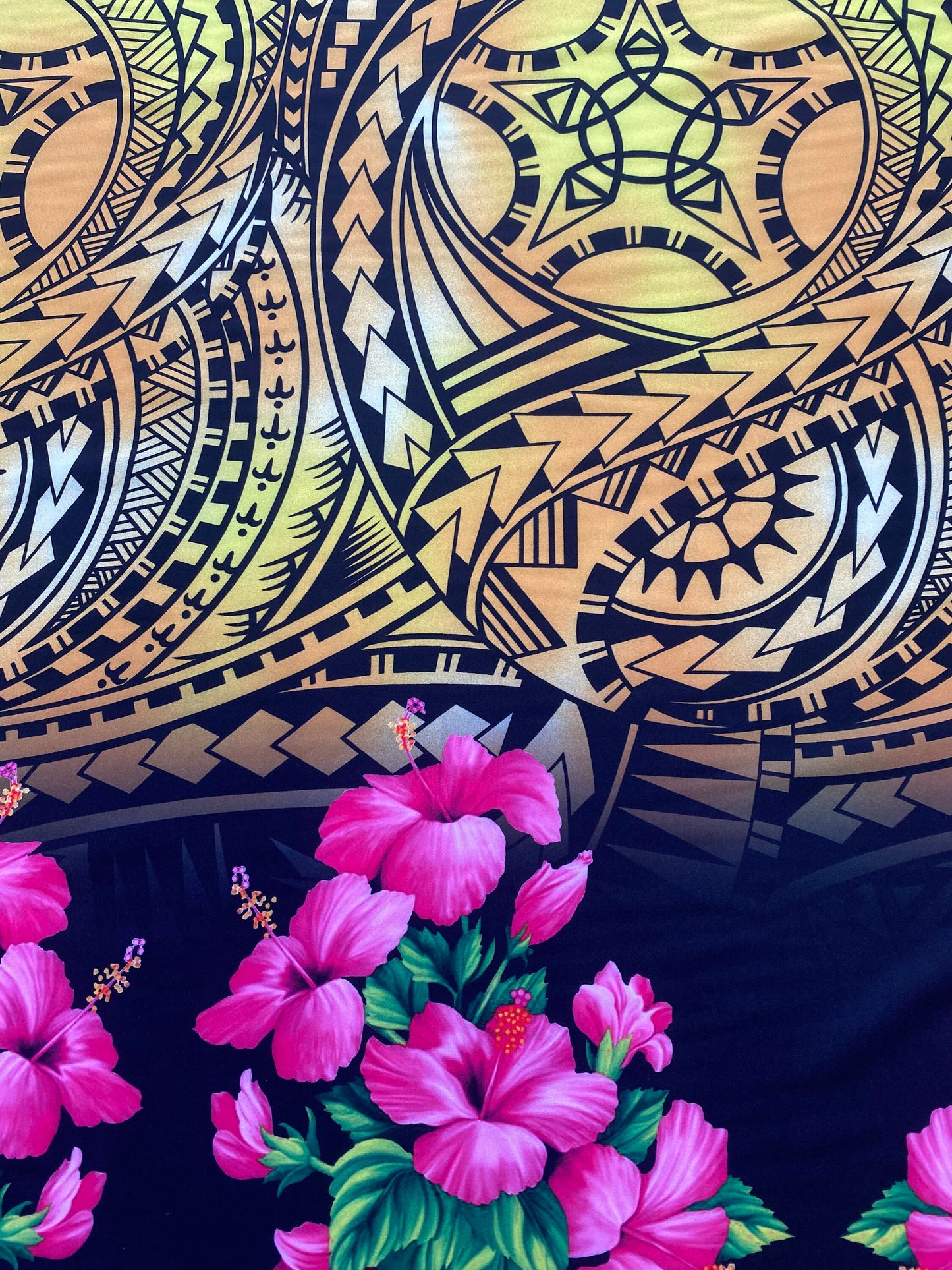 New Floral Tribal Tattoo Polynesian Fabric - Peach Skin Fabric- by the Yard 58" Wide - New Design - Island Fabric 108 | Gtex Fabrics