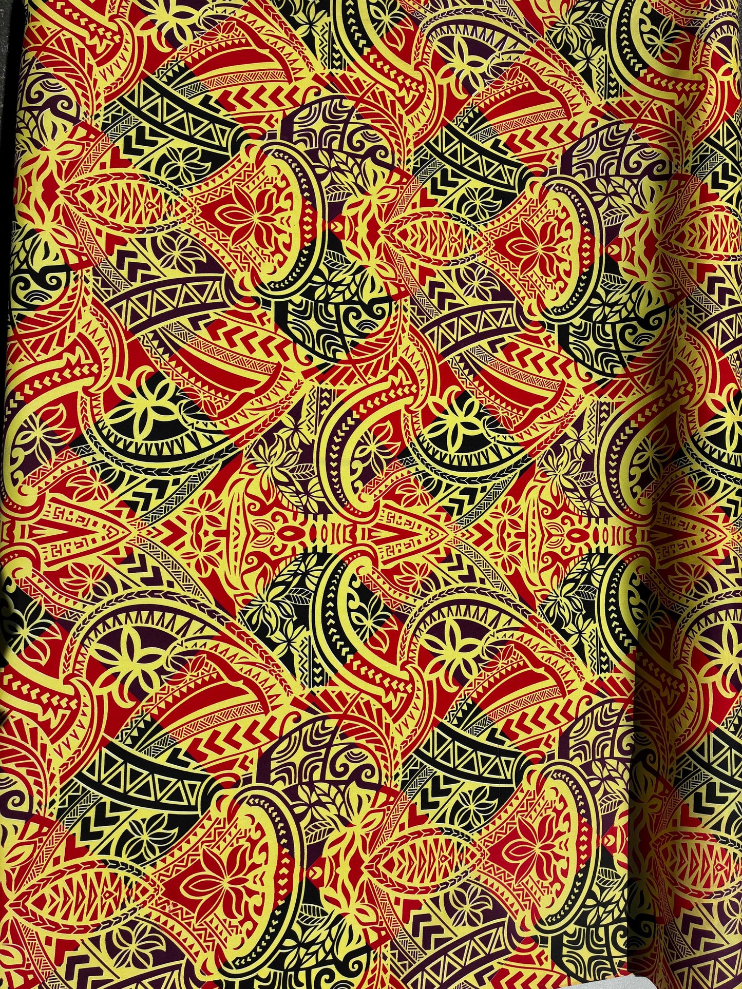 Polynesian Tribal Fabric – Island Print | 45” Wide | Lightweight Poly Cotton Feel | 100% Polyester | Sold by Yard or Roll | Gtex Fabrics