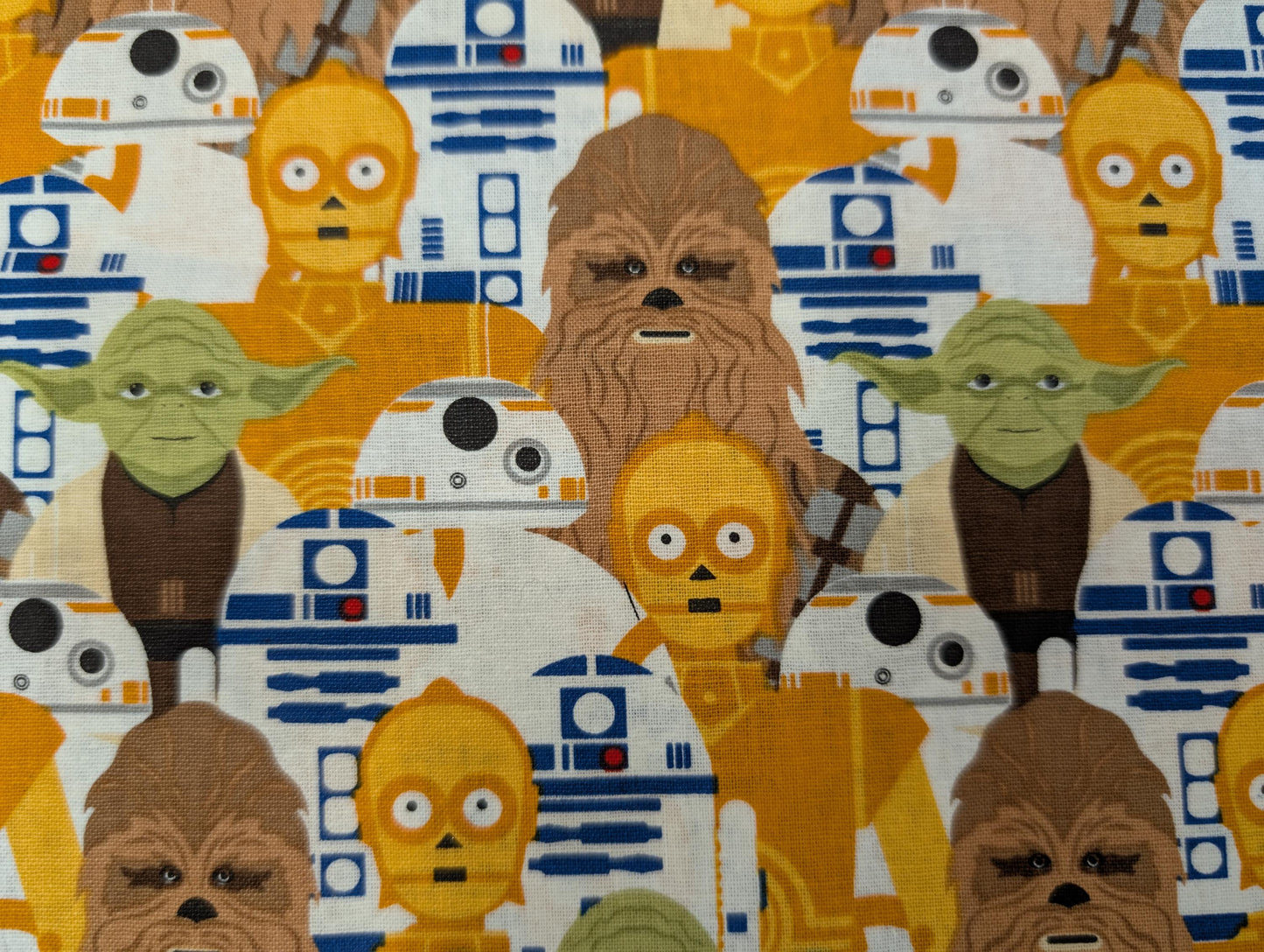 Disney Star Wars Portrait Stacked YODA R2D2 C-3PO CHEWBACCA 100% Cotton Quilting High Quality Vintage Rare Fabric by The Yard | Gtex Fabrics