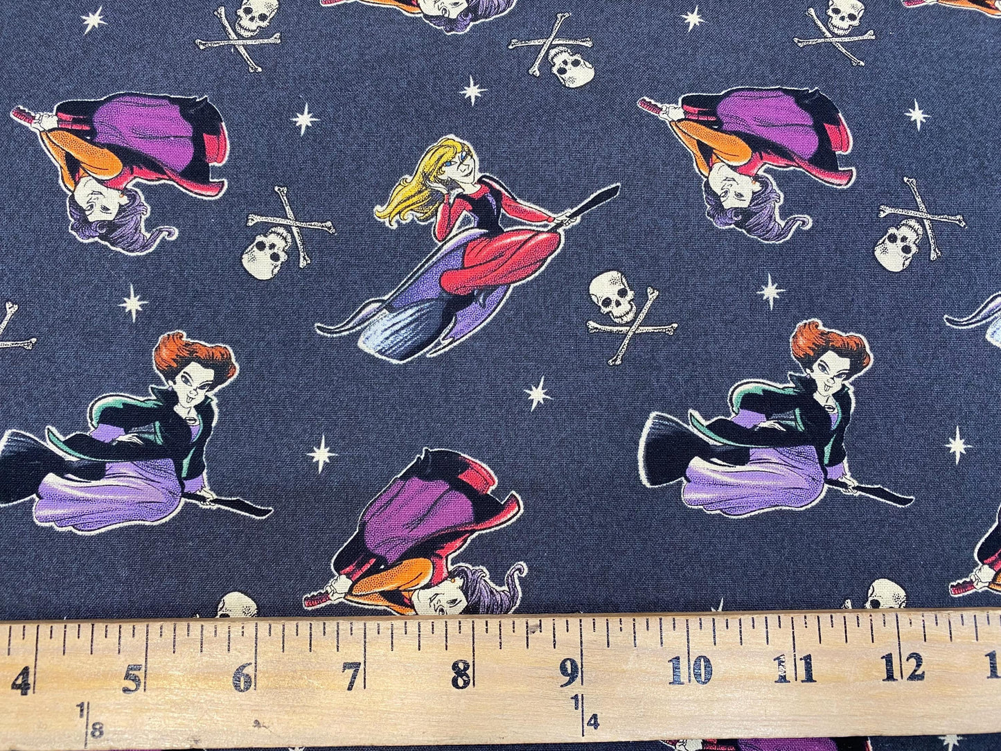 Hocus Pocus Witches On Brooms 44" - 100% Cotton Fabric - Sold by the yard | Gtex Fabrics