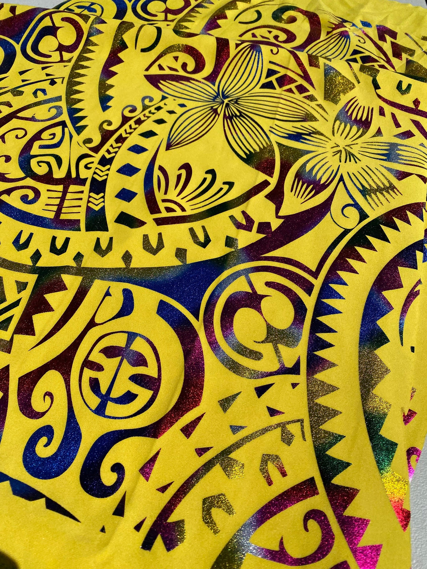 GTEX Collection- Exquisite Traditional Polynesian Tattoo Design | Foil Fabric - Stretch Scuba Fabric - 63" High-Quality Shimmer Design | Gtex Fabrics
