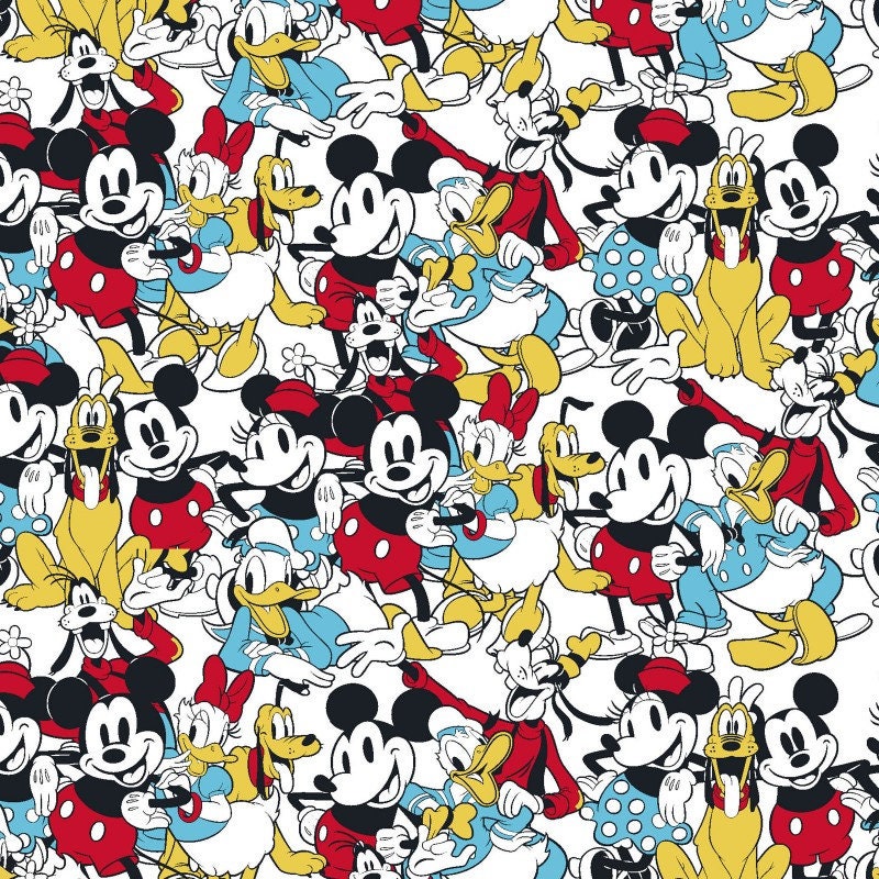 Disney Mickey Mouse & Friends Sensational 6 Snapshot - 100% Cotton-Licensed HD Print By The Yard or Select Length | Gtex Fabrics