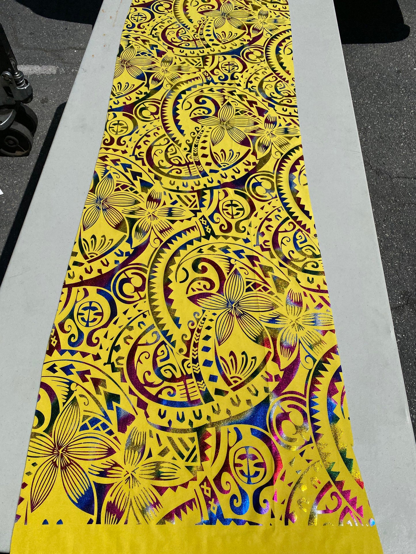 GTEX Collection- Exquisite Traditional Polynesian Tattoo Design | Foil Fabric - Stretch Scuba Fabric - 63" High-Quality Shimmer Design | Gtex Fabrics