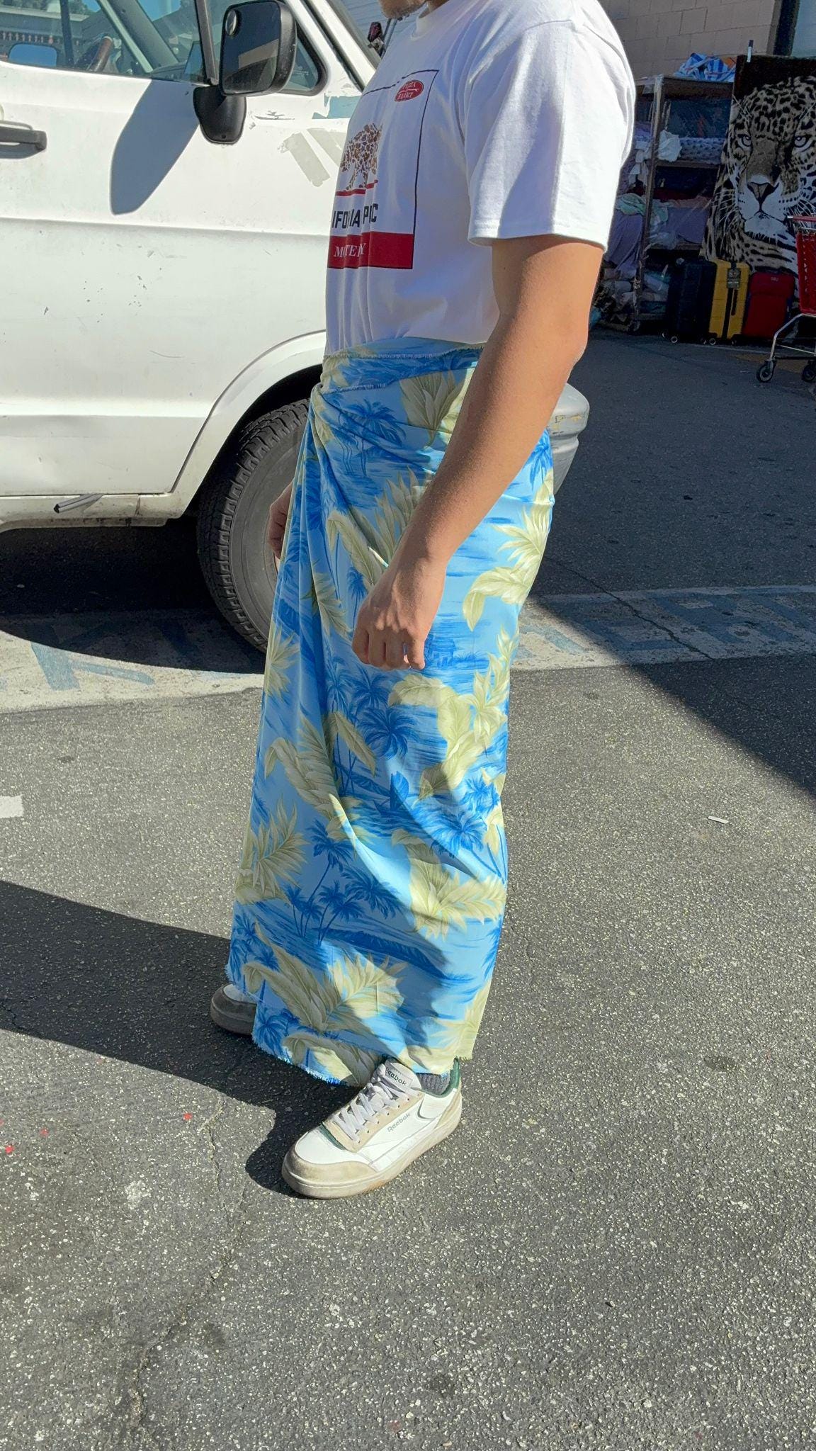 Tropical Blue Ei Lava Lava Sarong – Soft Peach Skin | Handmade in USA | Unisex Wrap 70"x44" | Island Pareo for Any Occasion | Gtex Fabrics