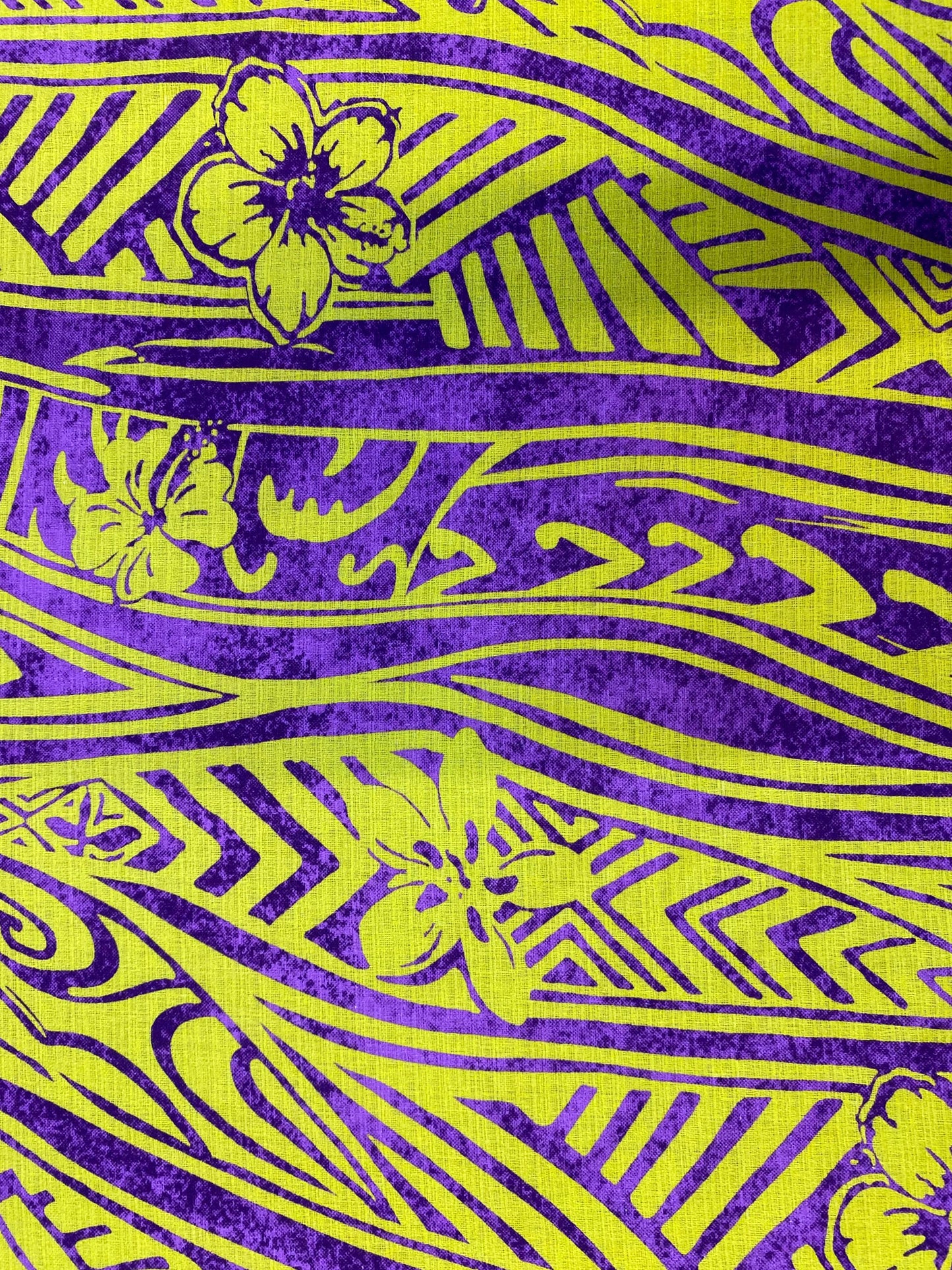 Polynesian Tribal Tattoo with Hibiscus, Doby Cloth, Lt. Bark Cloth, 100% Cotton, High Quality Rich Colors - New Design | Gtex Fabrics