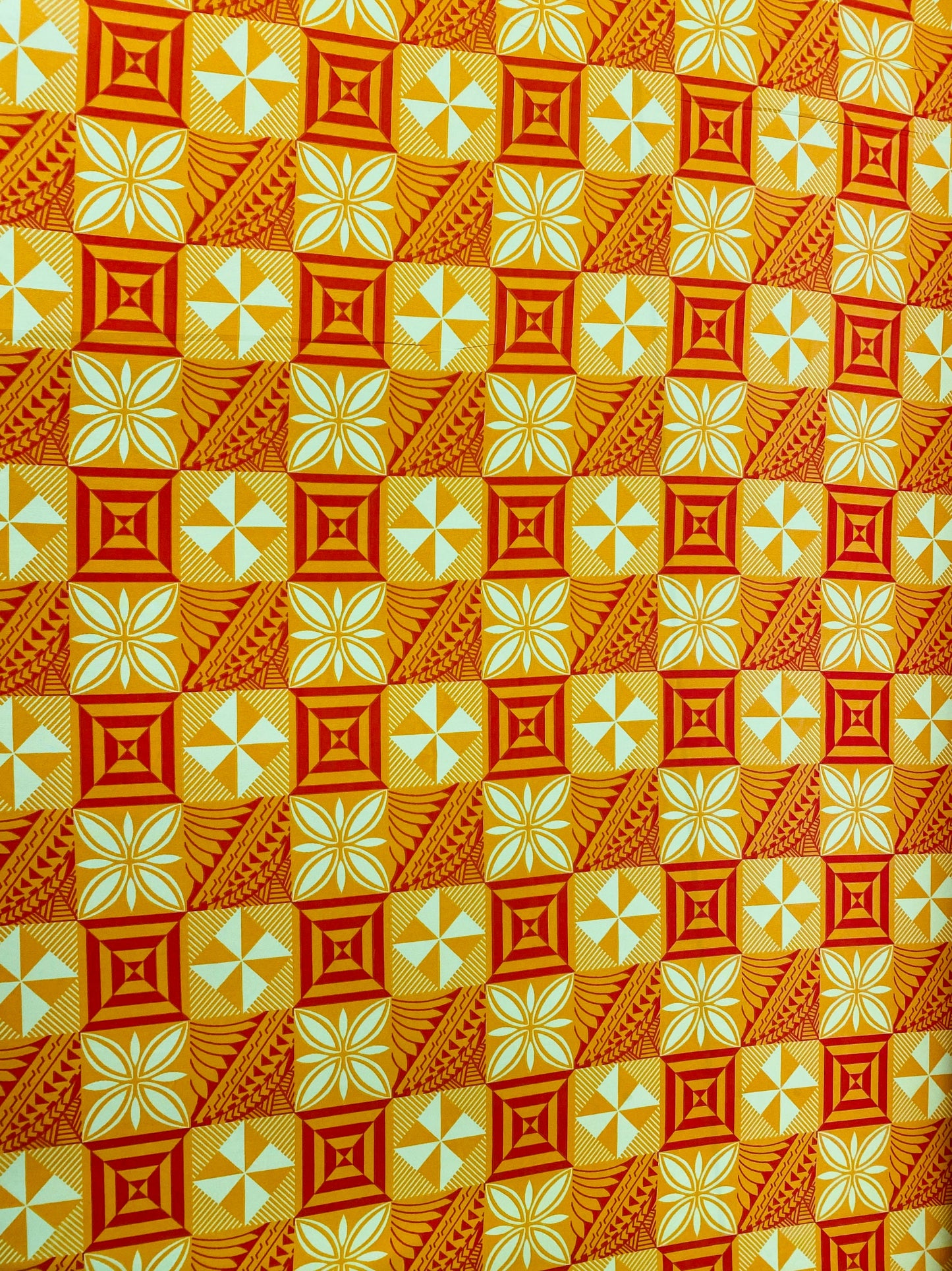 New! Polynesian Fabric, Fiji, Hawaiian -Tapa Block Print Toss, Vibrant Colors, Island Fabric - Sold by the Yard - Peach skin Fabric 45" | Gtex Fabrics