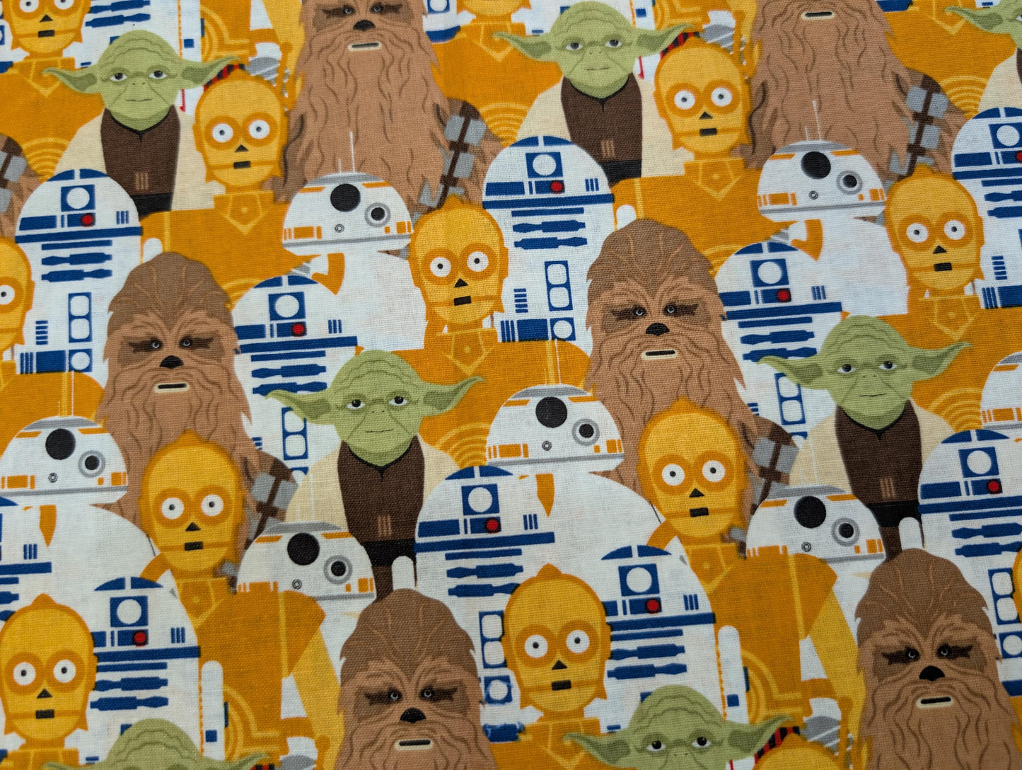 Disney Star Wars Portrait Stacked YODA R2D2 C-3PO CHEWBACCA 100% Cotton Quilting High Quality Vintage Rare Fabric by The Yard | Gtex Fabrics