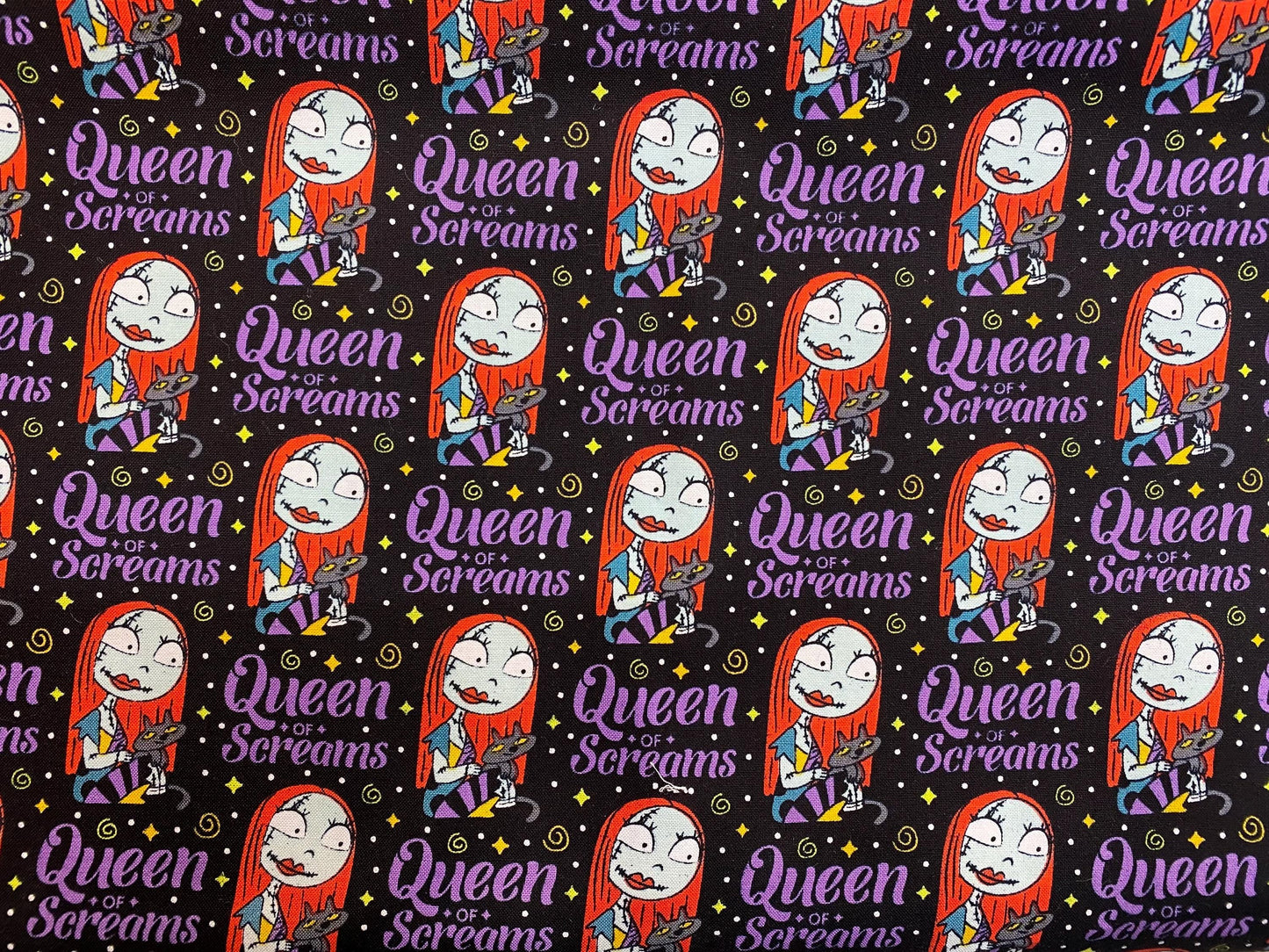 Nightmare Before Christmas Fabric Black Halloween Queen of Screams- Sally 100% Cotton Fabric by the Yard | Gtex Fabrics