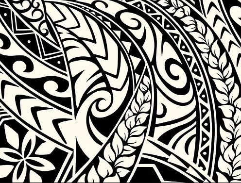 New Polynesian Tribal Tapa Tattoo Fabric Black and White 100% Cotton Fabric, 44” Wide Island Print by the Yard