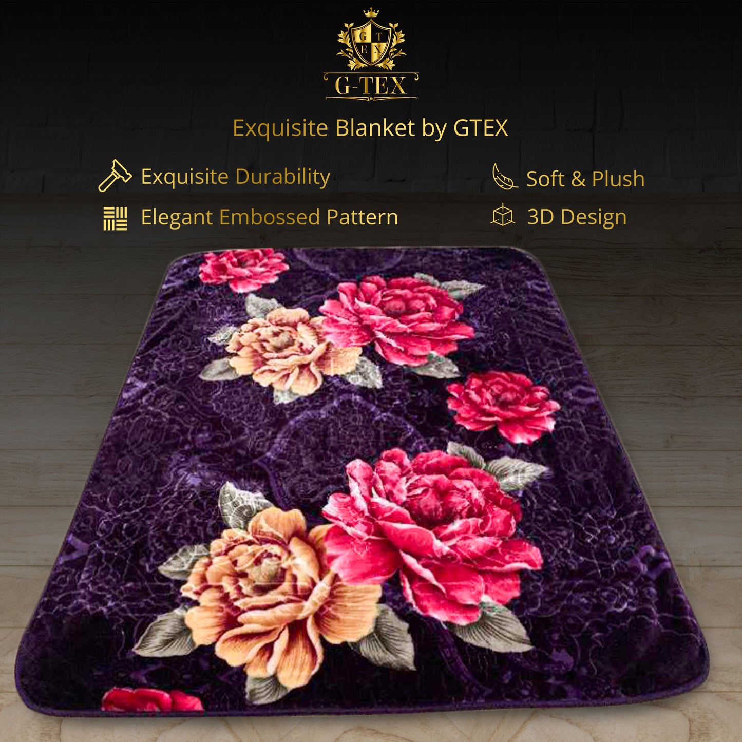 New Aloha Blanket by GTEX - 1-Ply High Quality HD Design 3-D Embossed Queen Size 77" 90" 4.5 LBS Korean Style Blanket Super Sot and Cozy " | Gtex Fabrics