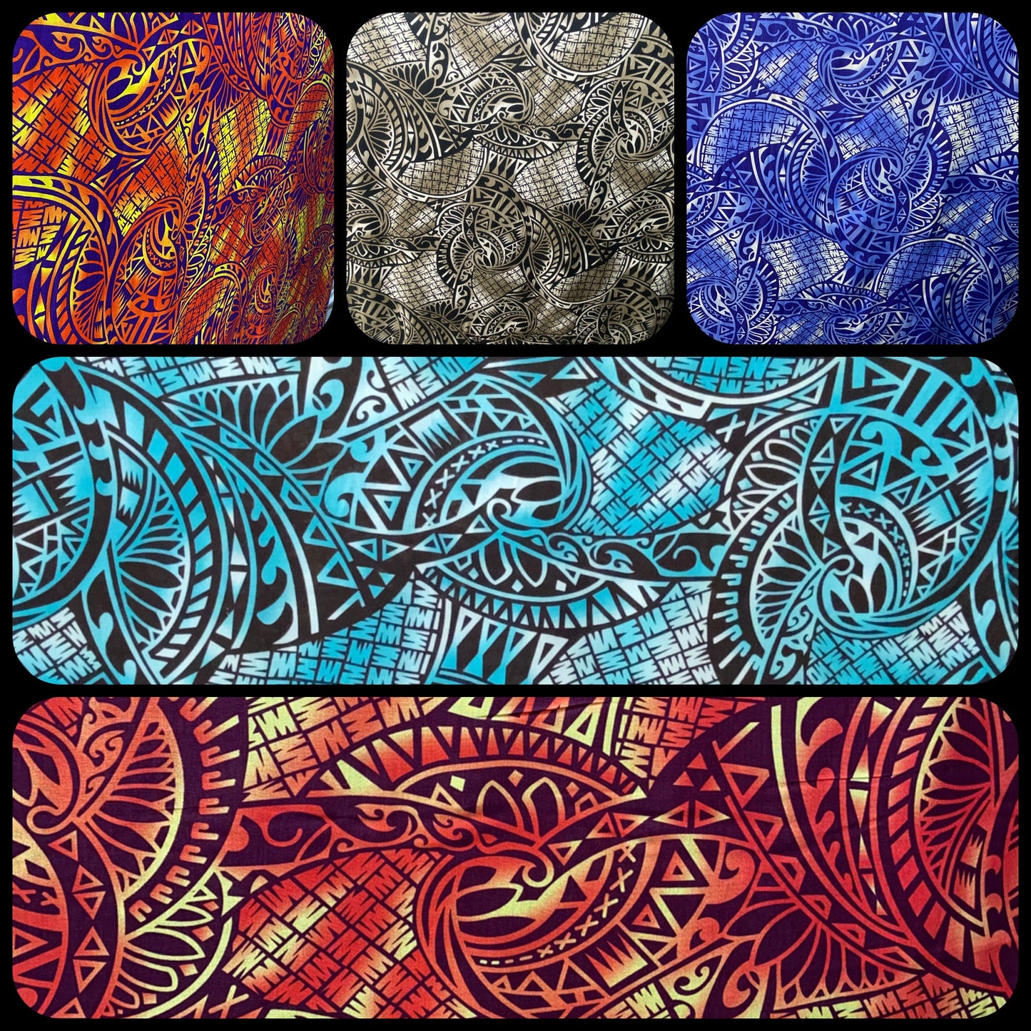 GTEX Collection Tribal Enchantment - Polynesian Fabric - Tribal Tattoo, Island Fabric - Sold by the Yard - Rayon Fabric 45" - New Design | Gtex Fabrics