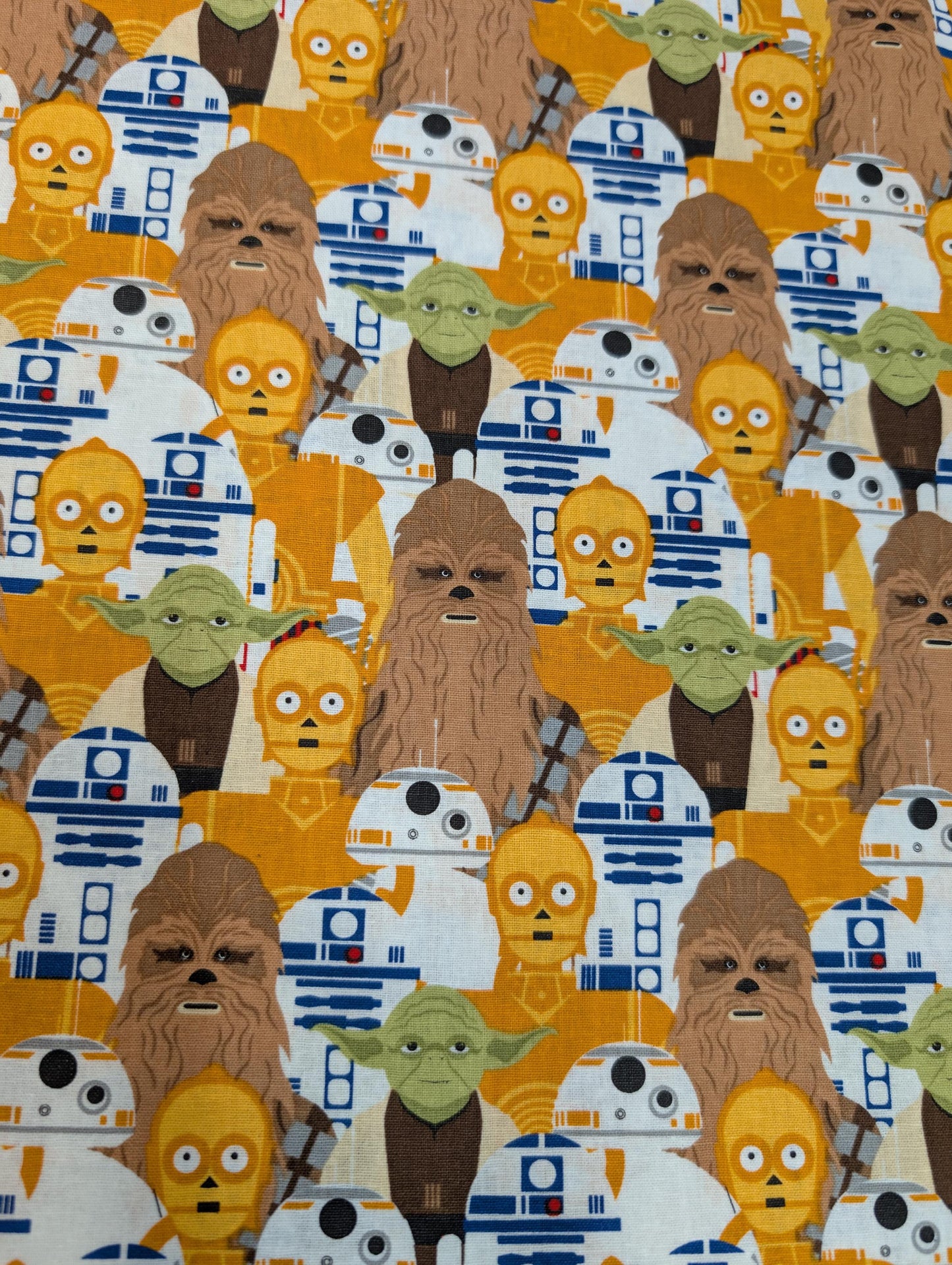 Disney Star Wars Portrait Stacked YODA R2D2 C-3PO CHEWBACCA 100% Cotton Quilting High Quality Vintage Rare Fabric by The Yard | Gtex Fabrics