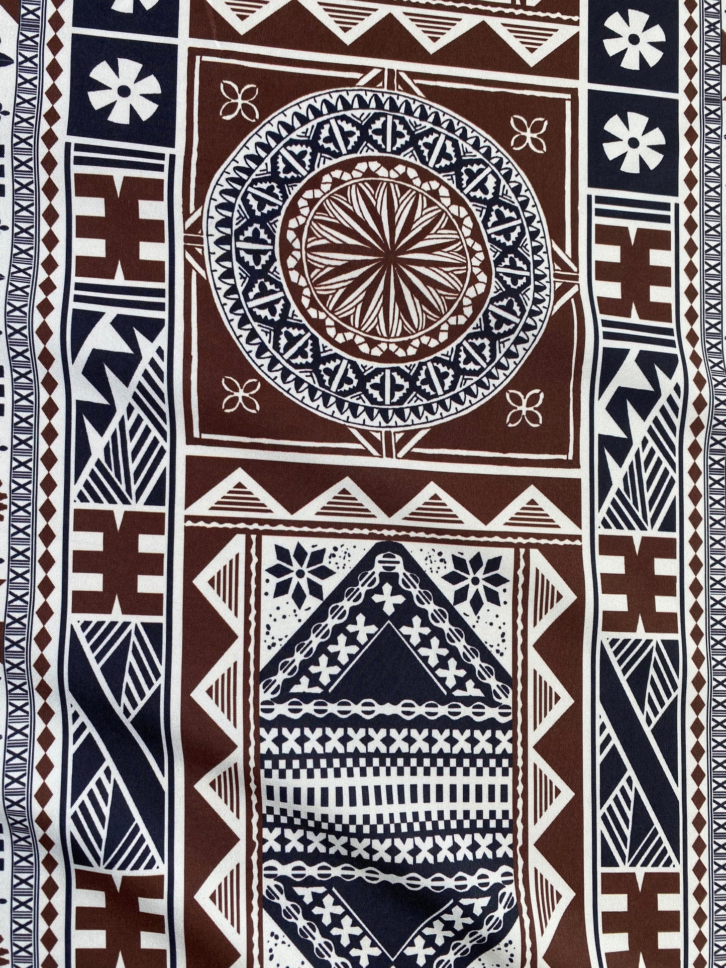 New Fijian Tapa Block Print Fabric - Polynesian Design - Peach Skin Fabric- by the Yard 58" Wide - Fiji Material |Solid Medium Satin Fabric, Charmeuse, Costume, Lining, Décor, Apparel & Fashion Fabric | Gtex Fabrics