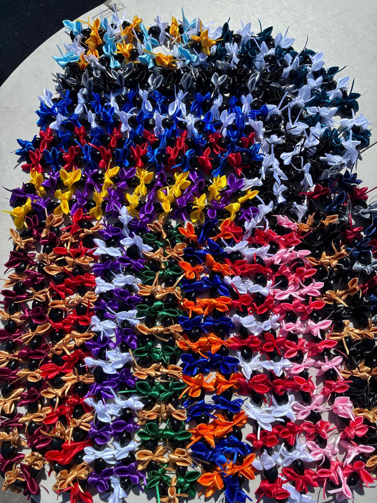 New Hawaiian Graduation Ribbon Kukui Nut Leis - Gift for Grads - Ceremony - New Design -Good Luck, Party, Recognition Wreath | Gtex Fabrics