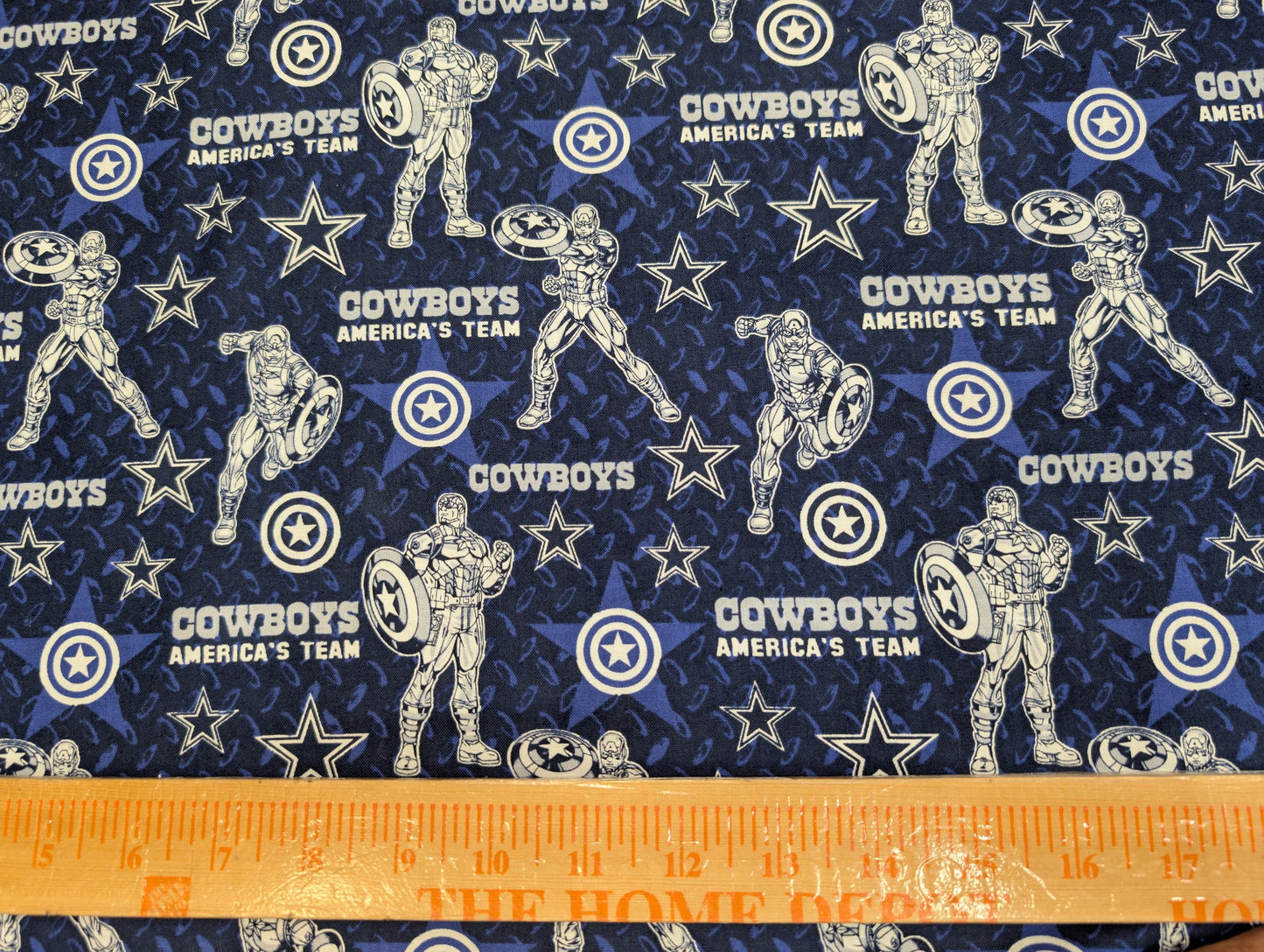 Official NFL Dallas Cowboys Captain America Cotton Craft Fabric 100% Cotton Fabric HD 45" Football Teams | Gtex Fabrics