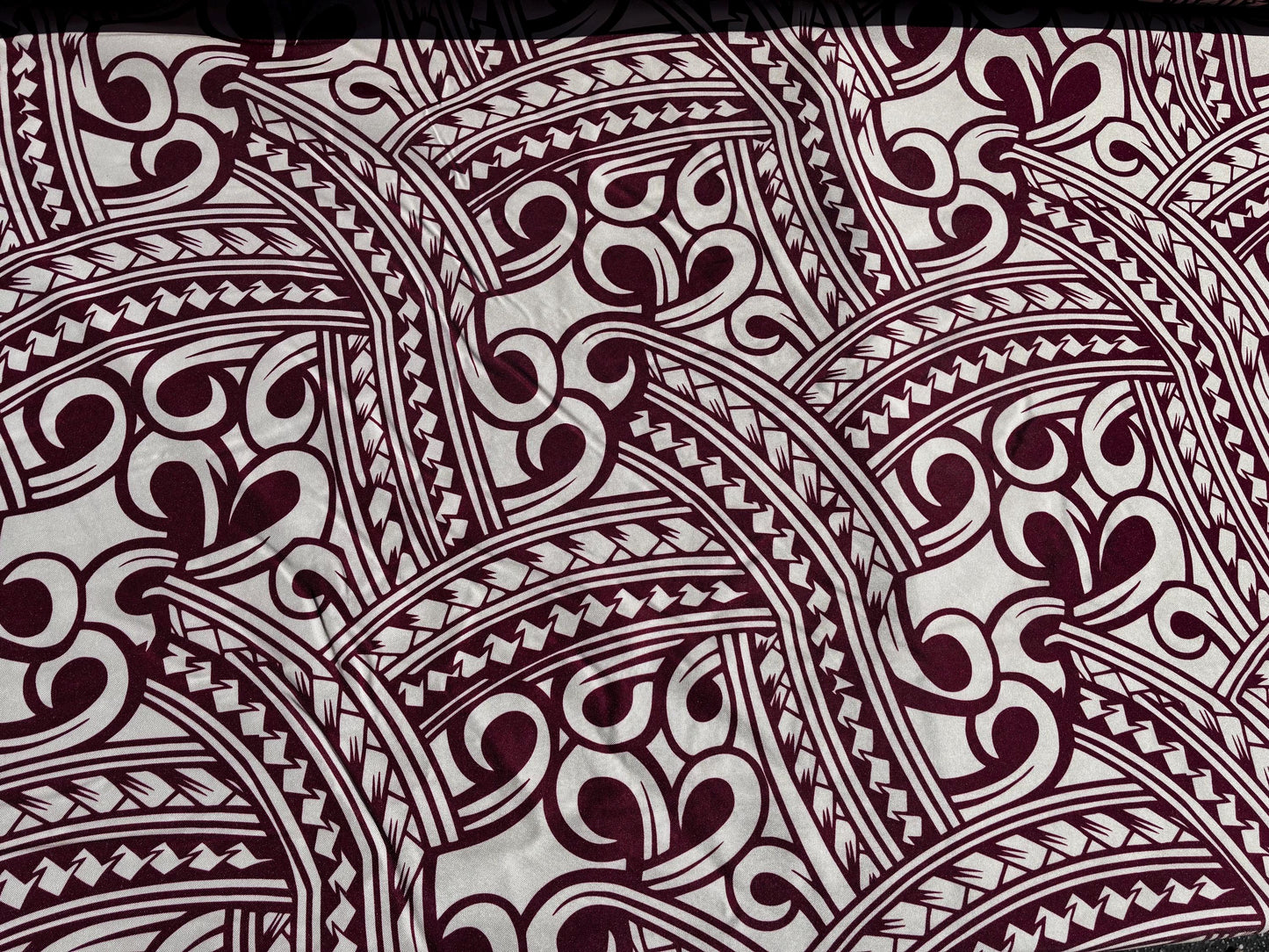 Island Fabric - Polynesian Tribal Fabric – 100% Polyester MiniMatt – Made in New Zealand 60” Wide (Beige and Burgundy) | Gtex Fabrics