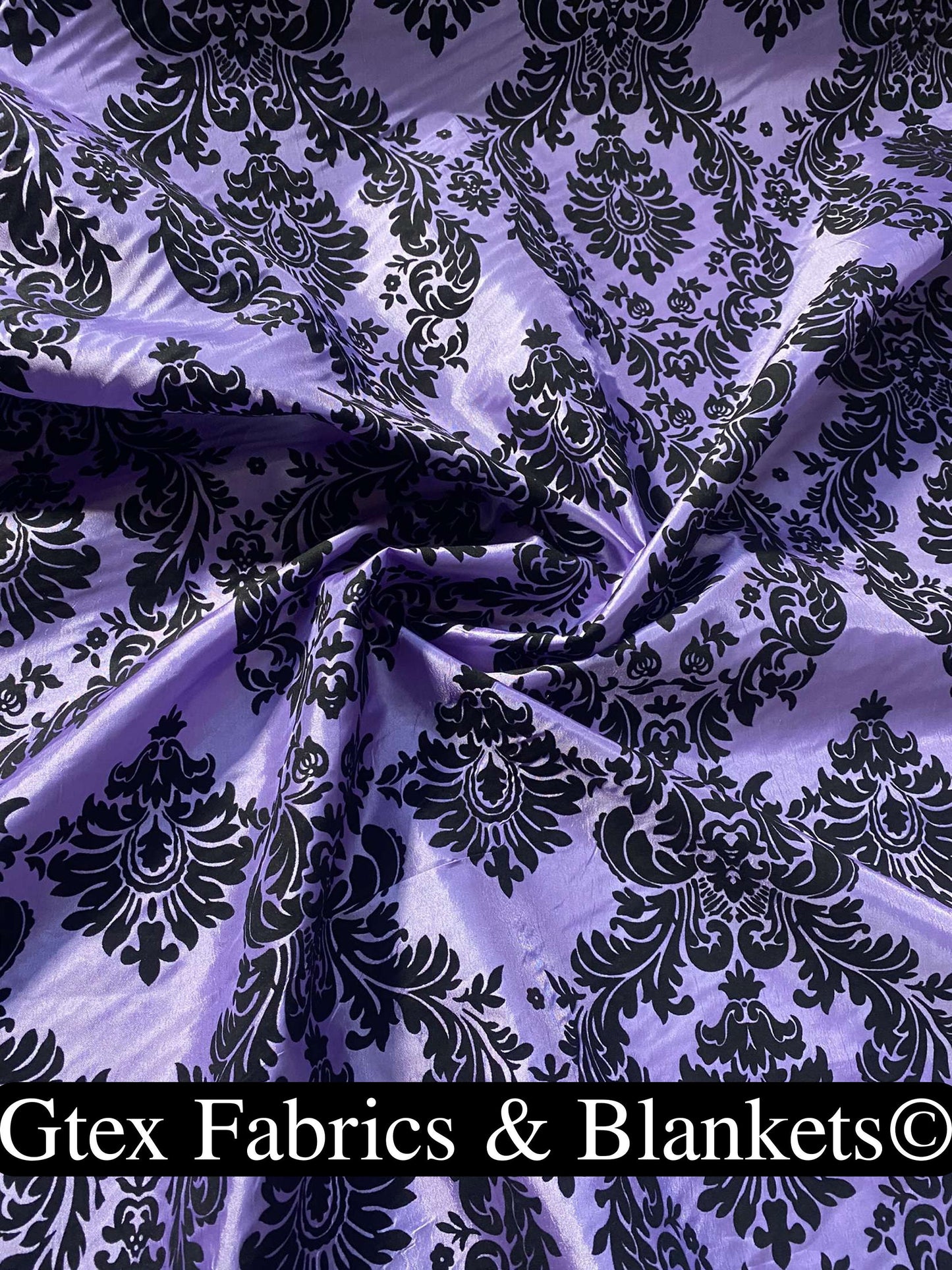 Royal Victorian Gothic Damask Taffeta Flocked Fabric for Dresses, Home Decor, Apparel, Curtains, ETC by the Yard (58") Soft Textured Damask | Gtex Fabrics