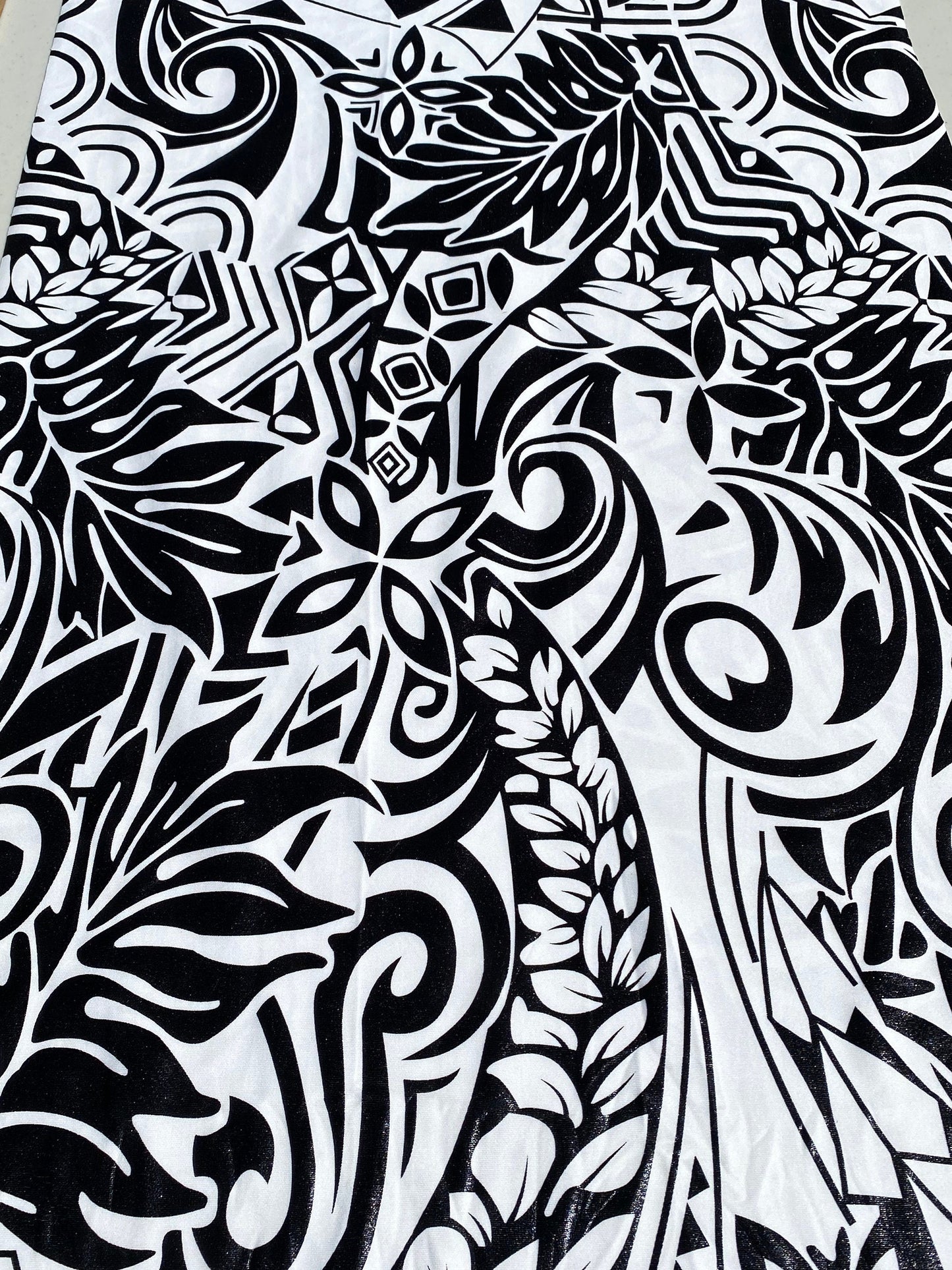 GTEX Collection- Exquisite Traditional Polynesian Tattoo Design | Foil Fabric - Stretch Scuba Fabric - 63" High-Quality Shimmer Design | Gtex Fabrics