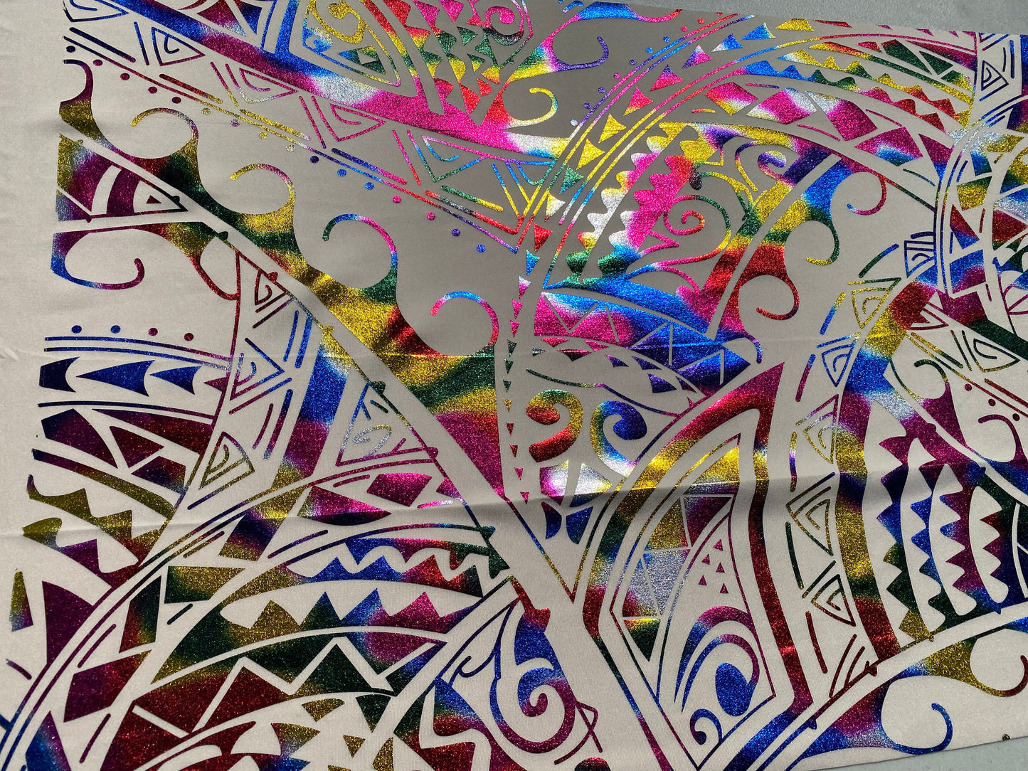 GTEX Collection- Exquisite Traditional Polynesian Tattoo Design | Foil Fabric - Stretch Scuba Fabric - 63" Luxury - Quality (Champagne Mix) | Gtex Fabrics
