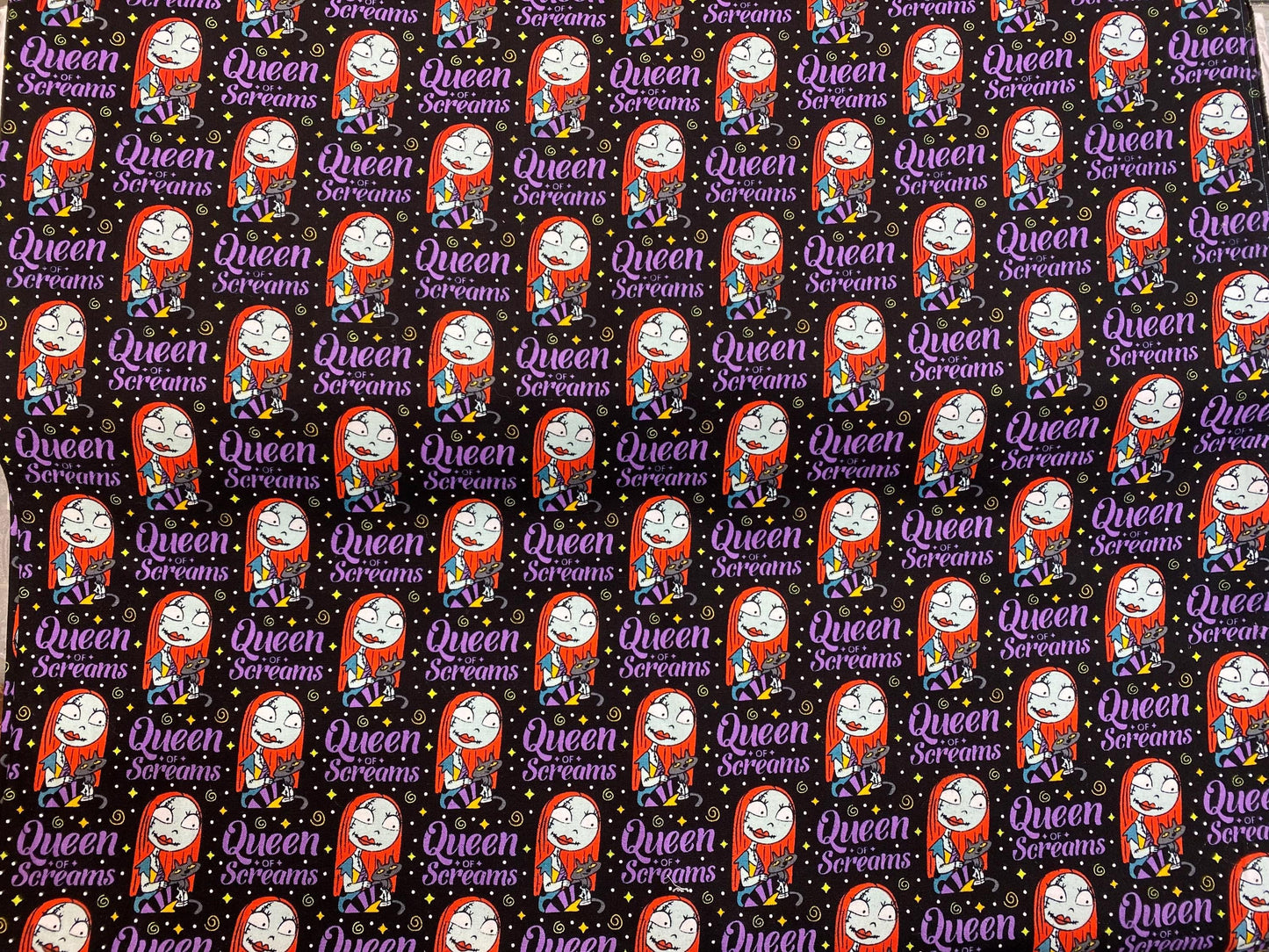 Nightmare Before Christmas Fabric Black Halloween Queen of Screams- Sally 100% Cotton Fabric by the Yard | Gtex Fabrics