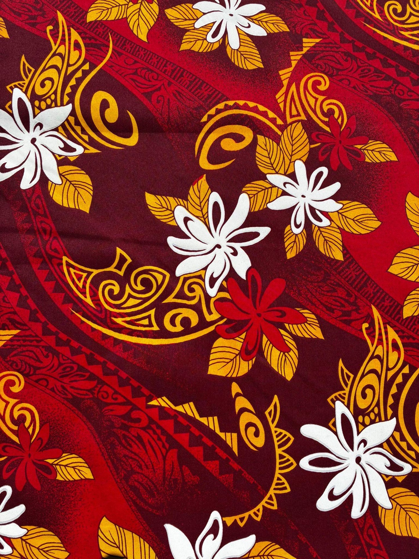 Polynesian Tribal Fabric – 45” Wide | Lightweight Soft Poly Cotton Feel | Sold by Yard or Roll | Made in Thailand | Island Design| Wholesale | Gtex Fabrics