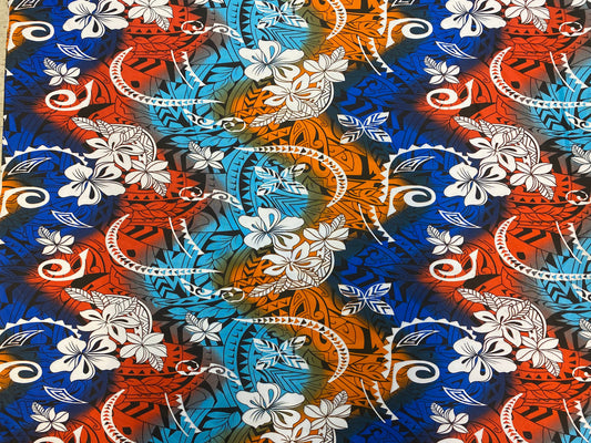 New Aloha Print - Water Color Tropical Polynesian Hawaiian Fabric by The Yard or Roll 45" Wide | Gtex Fabrics
