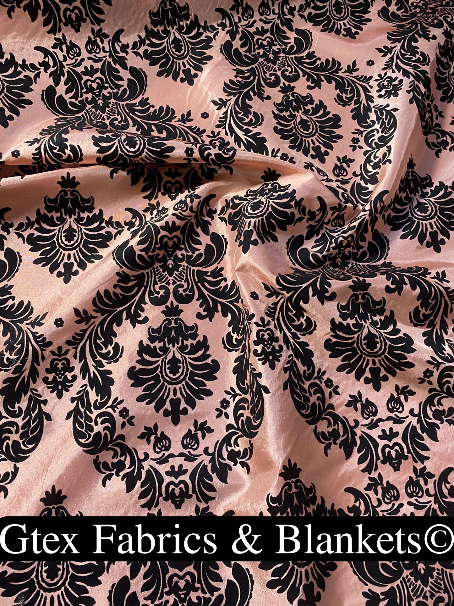 Royal Victorian Gothic Damask Taffeta Flocked Fabric for Dresses, Home Decor, Apparel, Curtains, ETC by the Yard (58") Soft Textured Damask | Gtex Fabrics