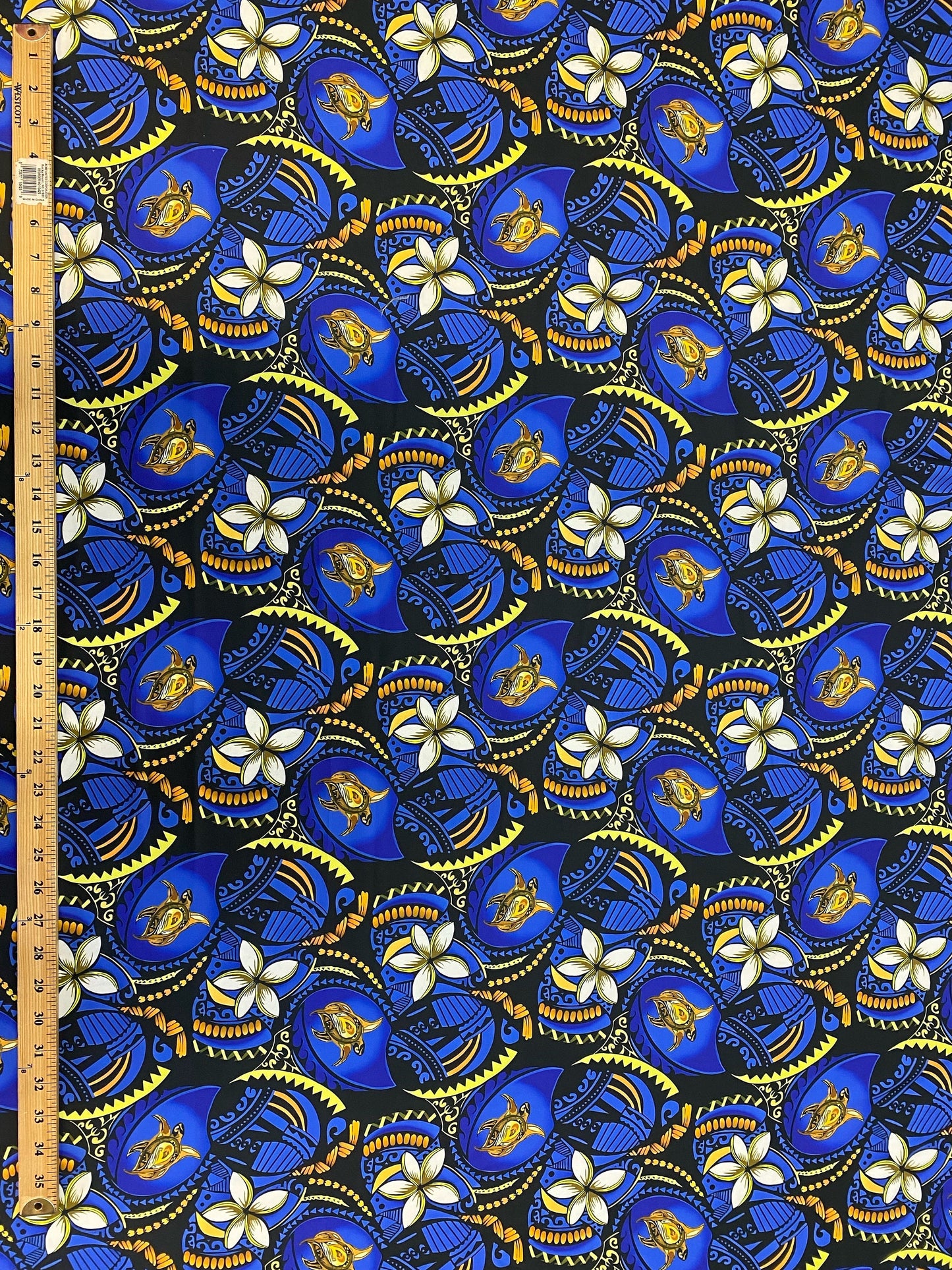 New Tropical Hibiscus and Turtle Design Polynesian Fabric - Lt. Peach Skin Fabric- by the Yard 58" Wide - New Design - Island Fabric | Gtex Fabrics