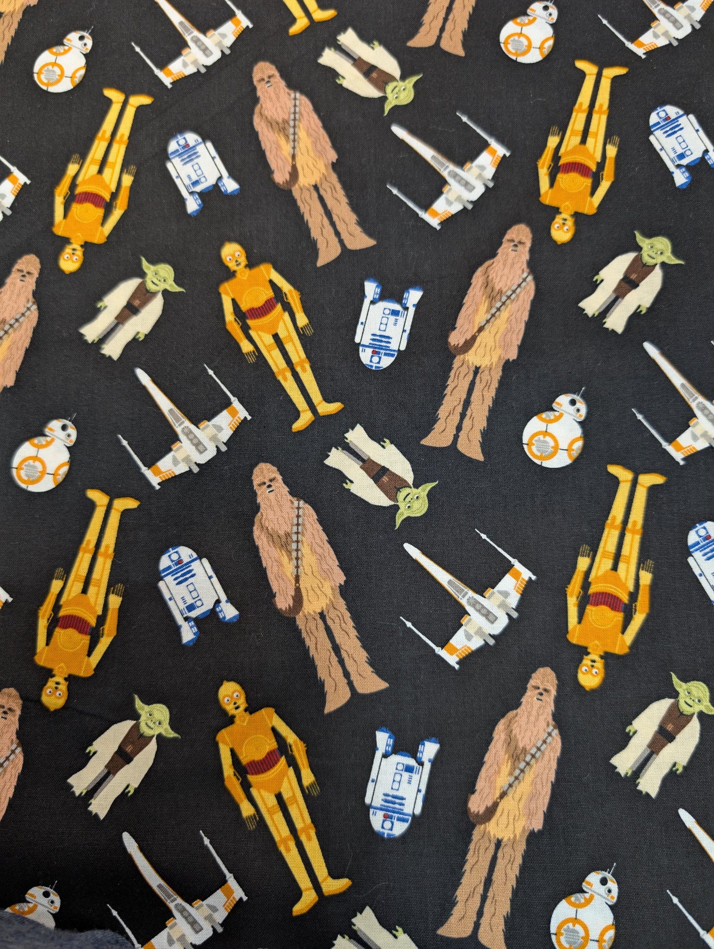 Disney Star Wars Tossed in Space YODA R2D2 C-3PO CHEWBACCA 100% Cotton Quilting High Quality Vintage Rare Fabric by The Yard | Gtex Fabrics