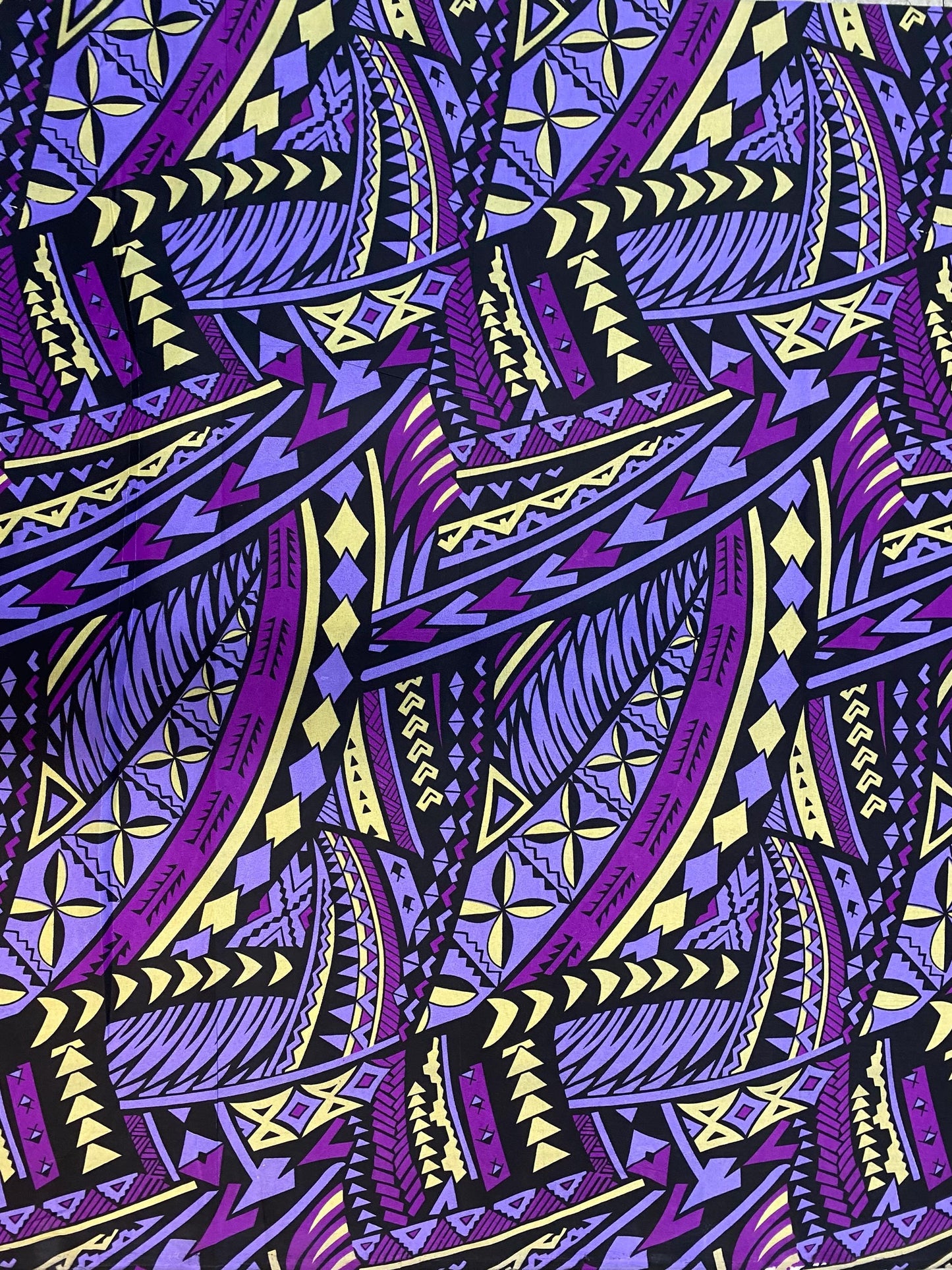 Polynesian Elegance: 36" Polyester Fabric with Poly Cotton Feel– Tribal and Floral Fusion Tapa Block Print- Made In Thailand - By Roll | Gtex Fabrics