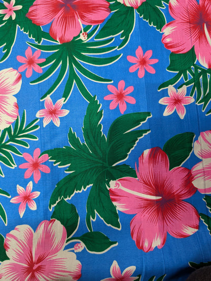 Polynesian Elegance: 36" Polyester Fabric with Poly Cotton Feel– Tropical and Floral Fusion- Vibrant Colors - Made In Thailand | Gtex Fabrics