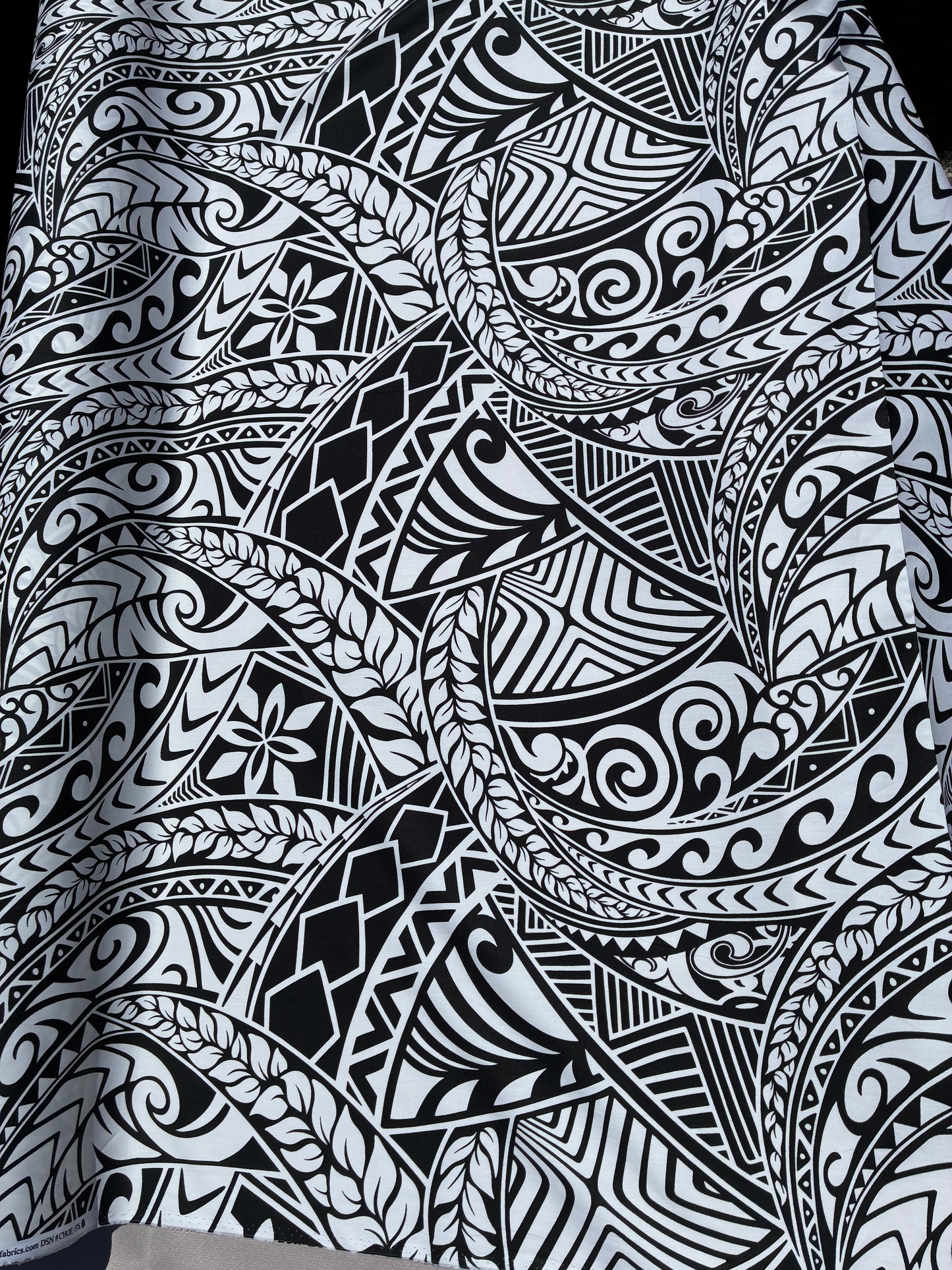 New Polynesian Tribal Tapa Tattoo Fabric Black and White 100% Cotton Fabric, 44” Wide Island Print by the Yard