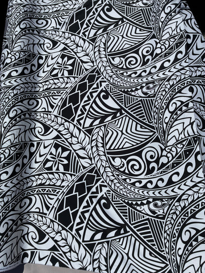 New Polynesian Tribal Tapa Tattoo Fabric Black and White 100% Cotton Fabric, 44” Wide Island Print by the Yard